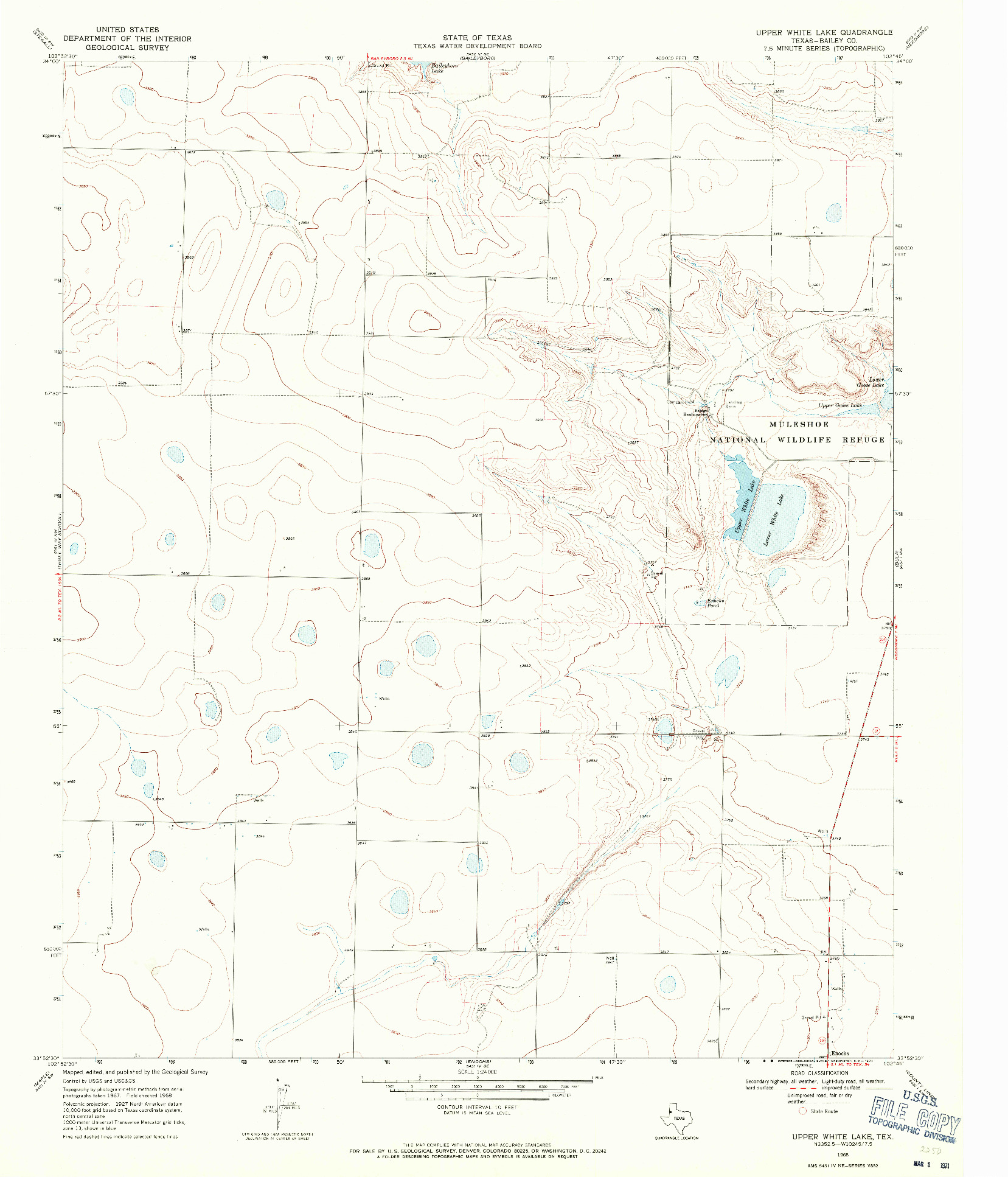 USGS 1:24000-SCALE QUADRANGLE FOR UPPER WHITE LAKE, TX 1968