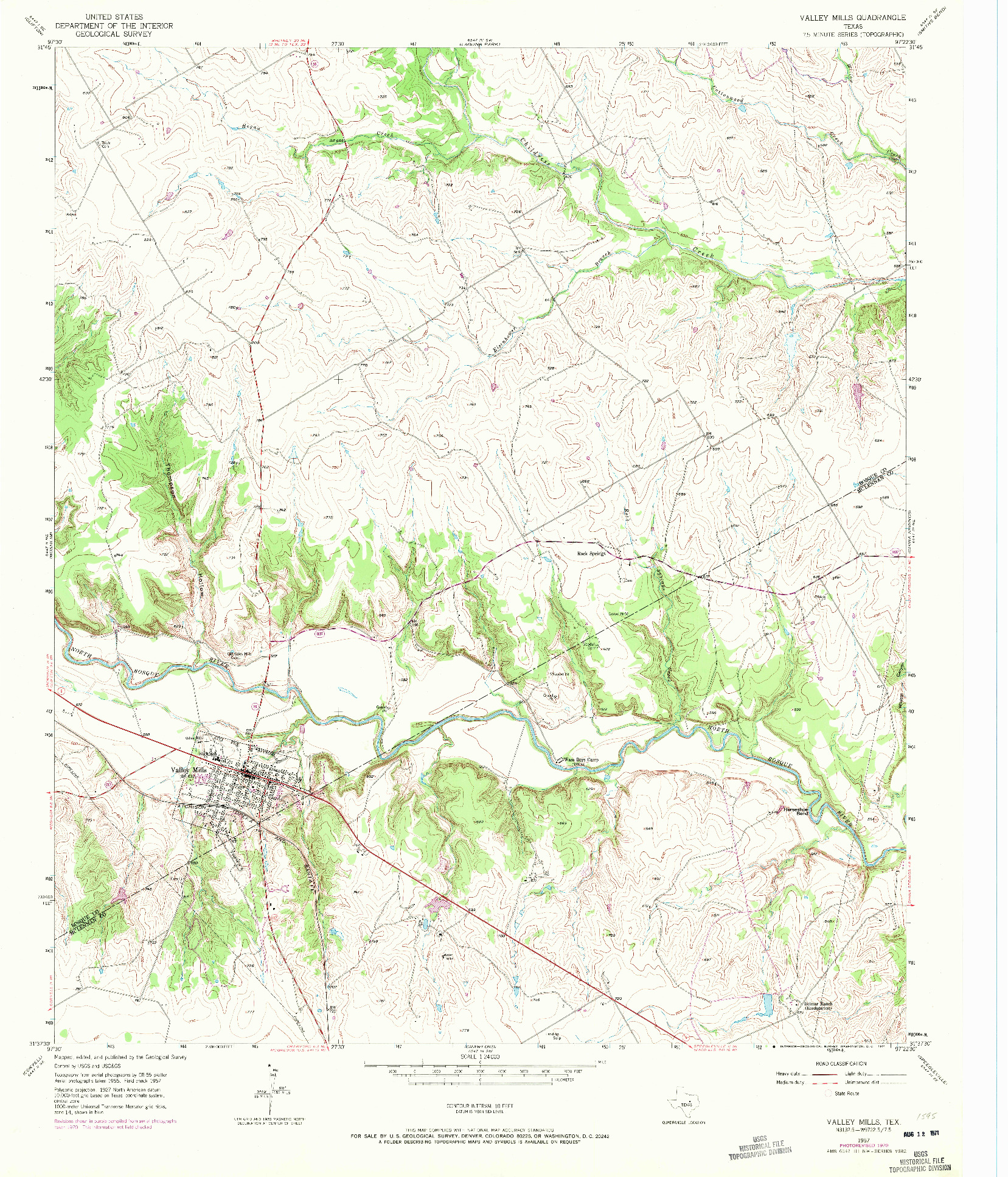 USGS 1:24000-SCALE QUADRANGLE FOR VALLEY MILLS, TX 1957