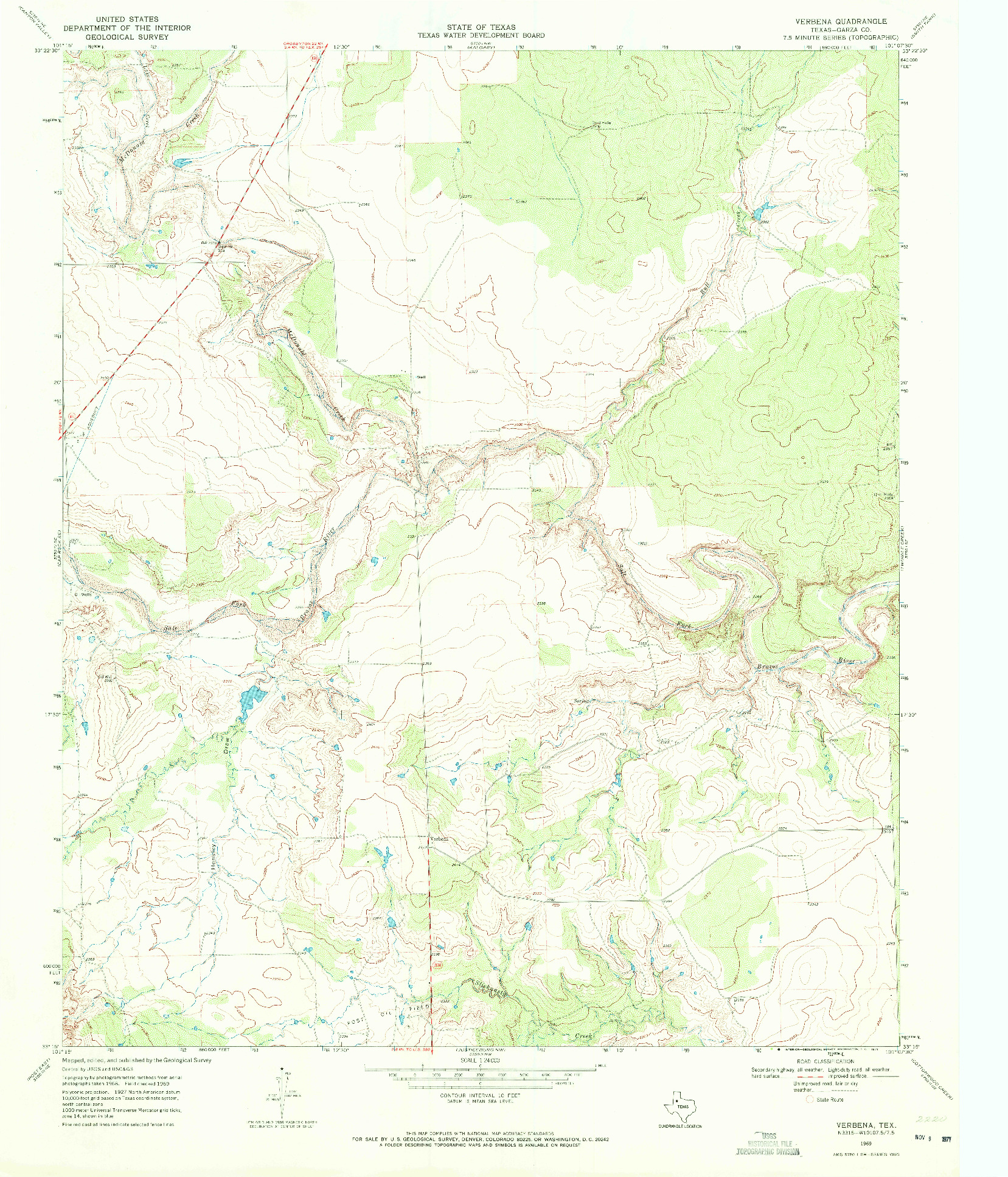 USGS 1:24000-SCALE QUADRANGLE FOR VERBENA, TX 1969