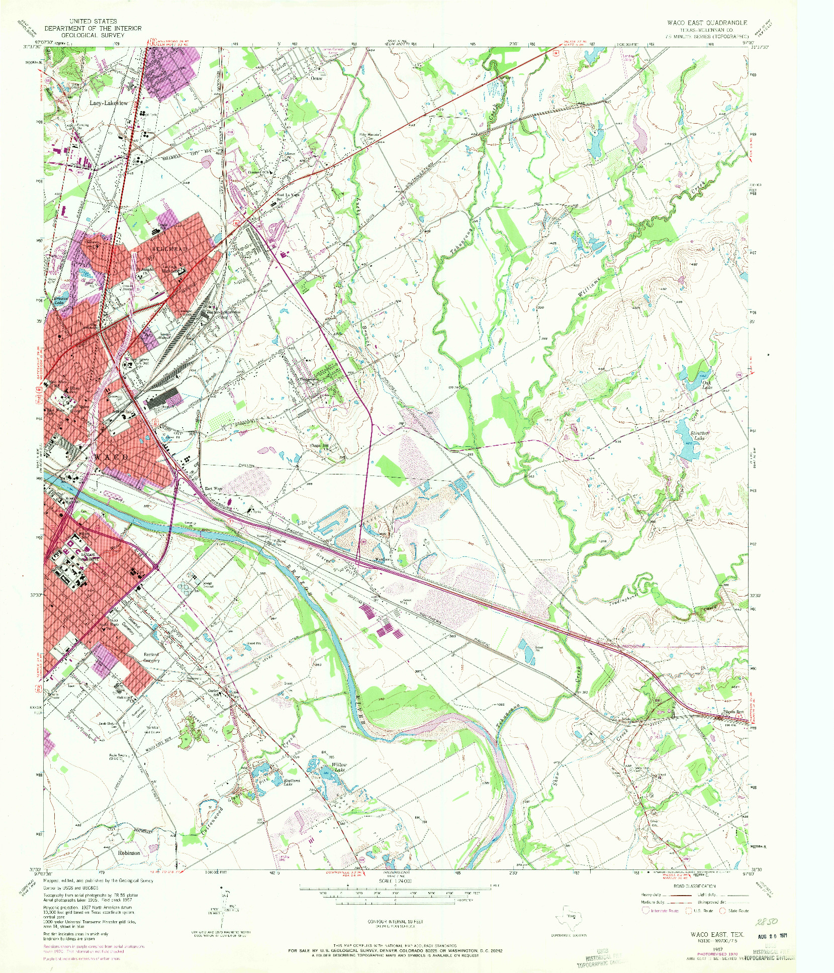 USGS 1:24000-SCALE QUADRANGLE FOR WACO EAST, TX 1957