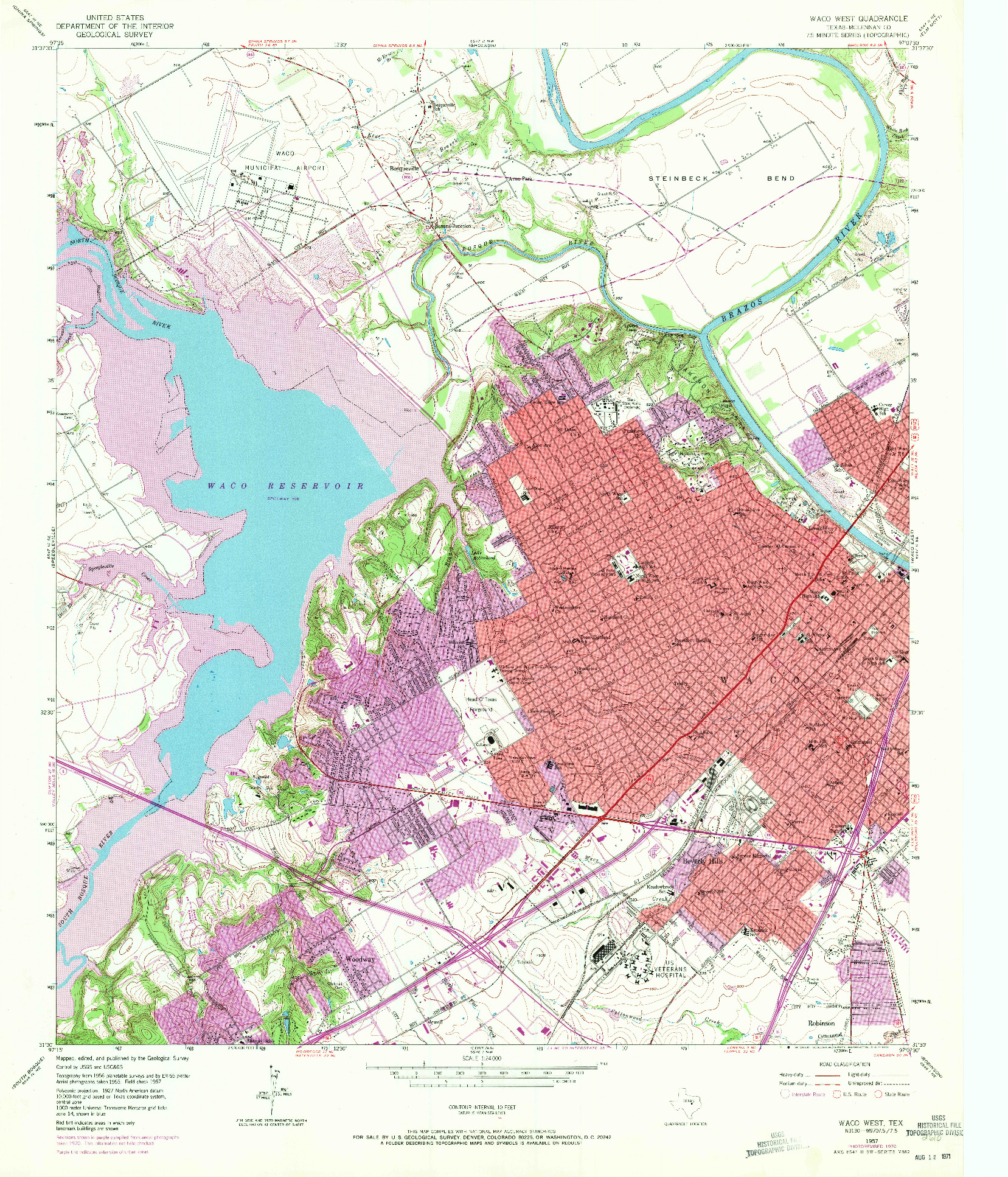 USGS 1:24000-SCALE QUADRANGLE FOR WACO WEST, TX 1957