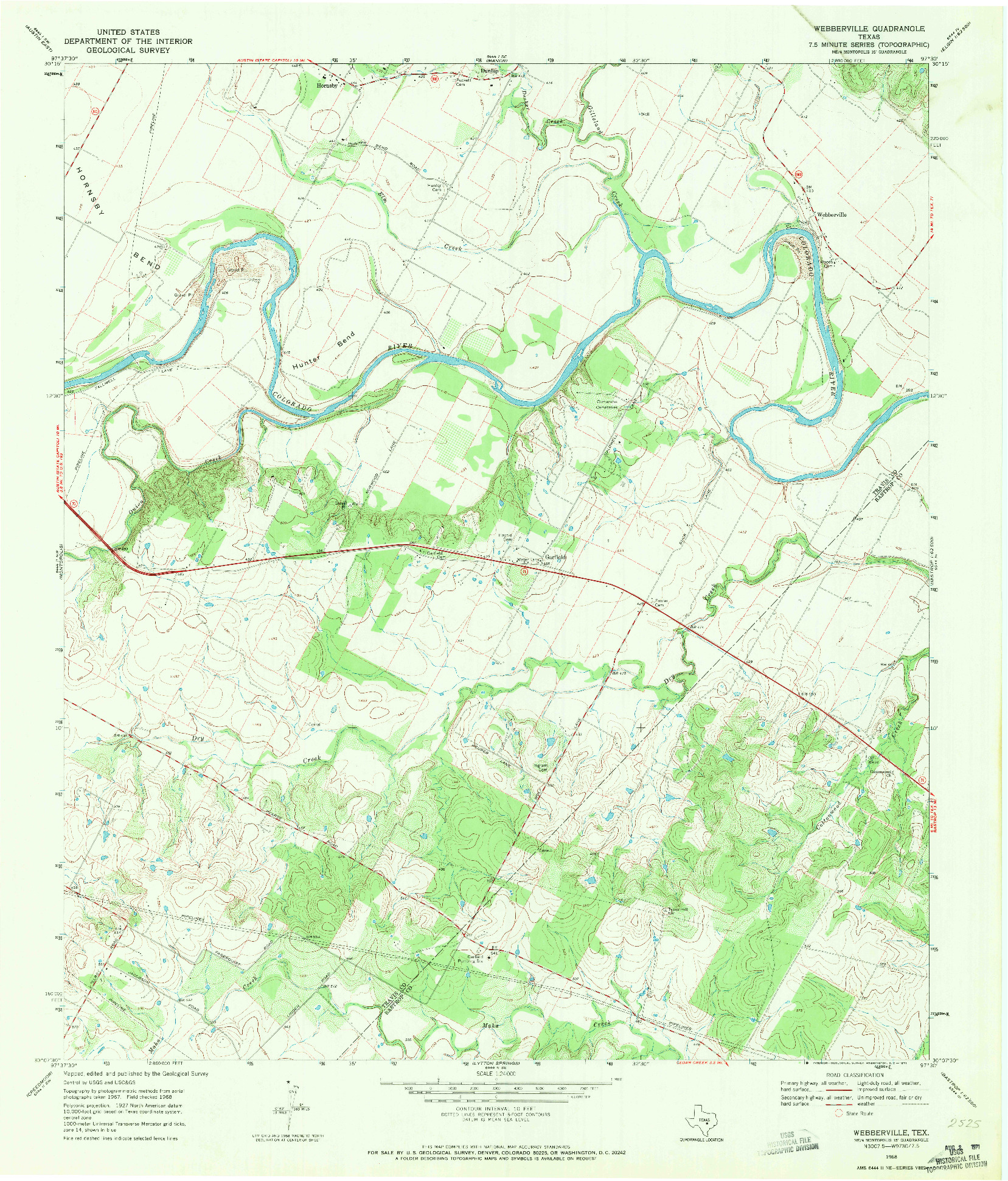 USGS 1:24000-SCALE QUADRANGLE FOR WEBBERVILLE, TX 1968