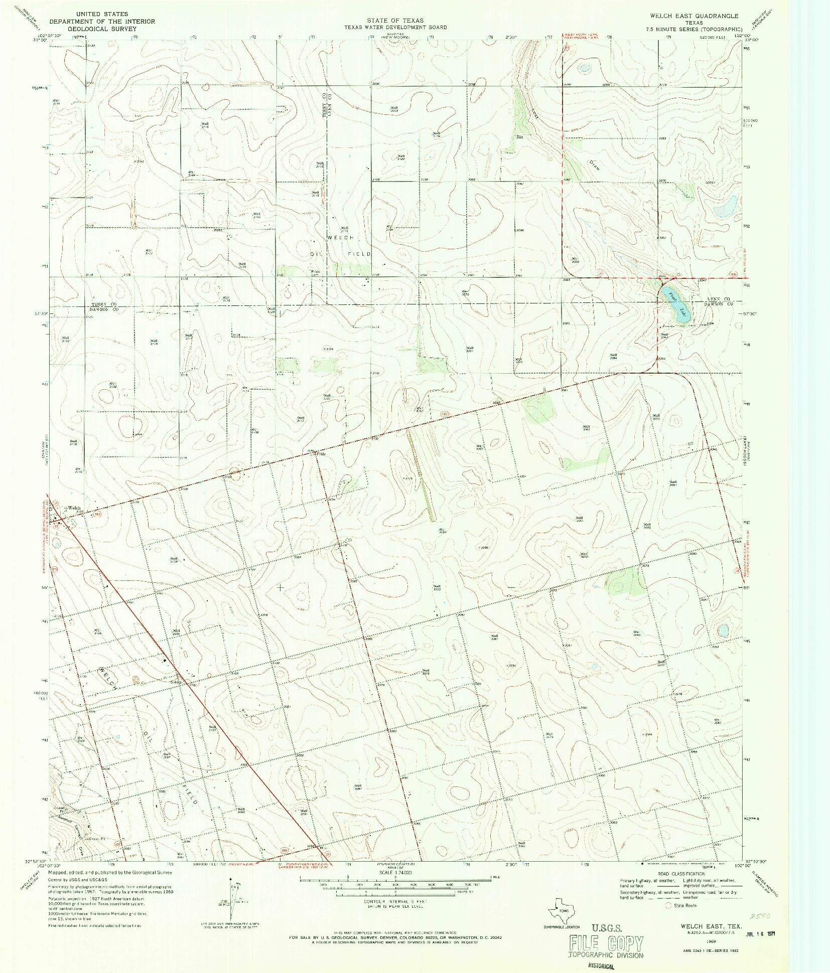 USGS 1:24000-SCALE QUADRANGLE FOR WELCH EAST, TX 1969