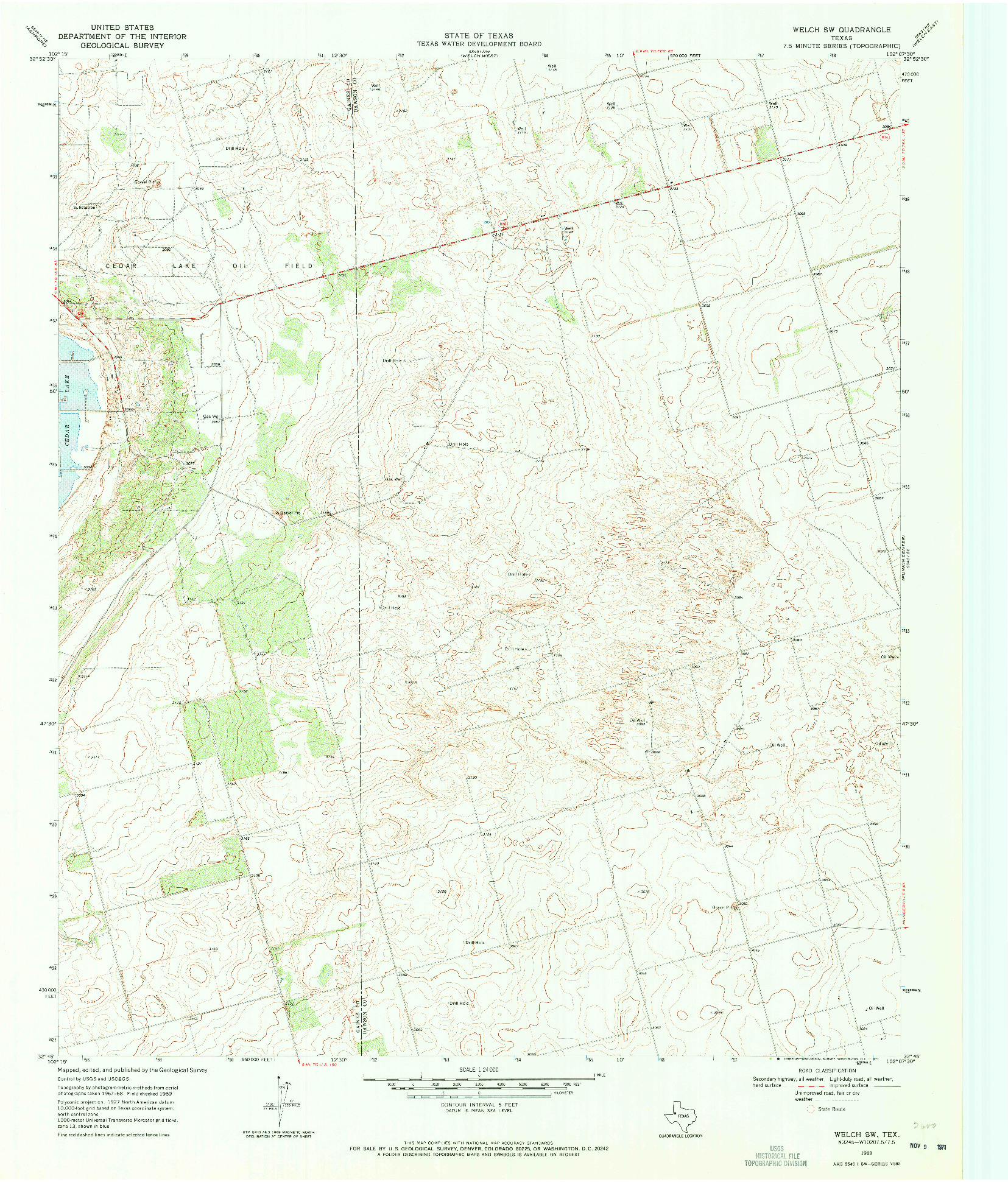 USGS 1:24000-SCALE QUADRANGLE FOR WELCH SW, TX 1969