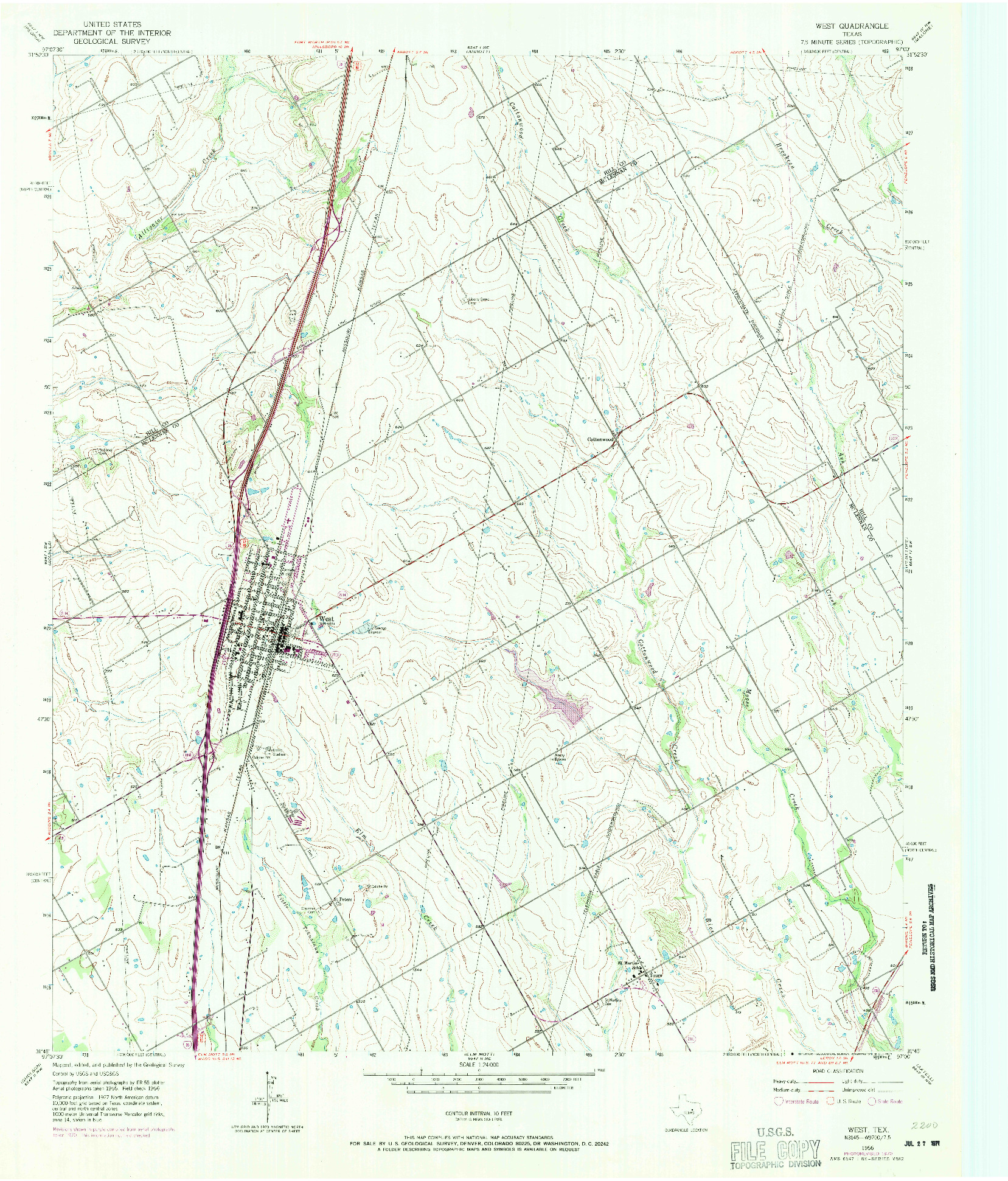 USGS 1:24000-SCALE QUADRANGLE FOR WEST, TX 1956