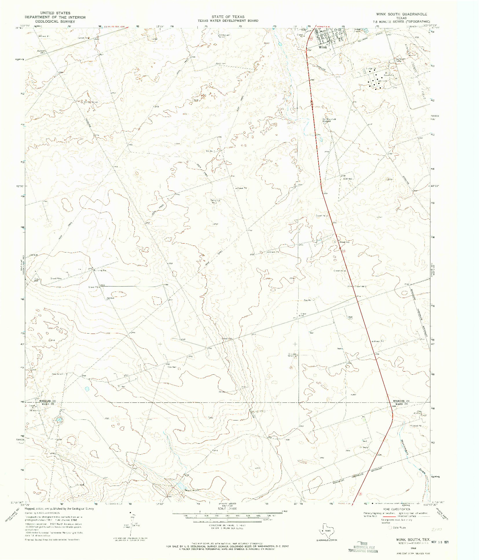 USGS 1:24000-SCALE QUADRANGLE FOR WINK SOUTH, TX 1968