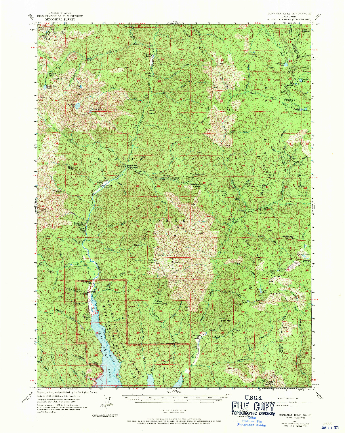 USGS 1:62500-SCALE QUADRANGLE FOR BONANZA KING, CA 1969