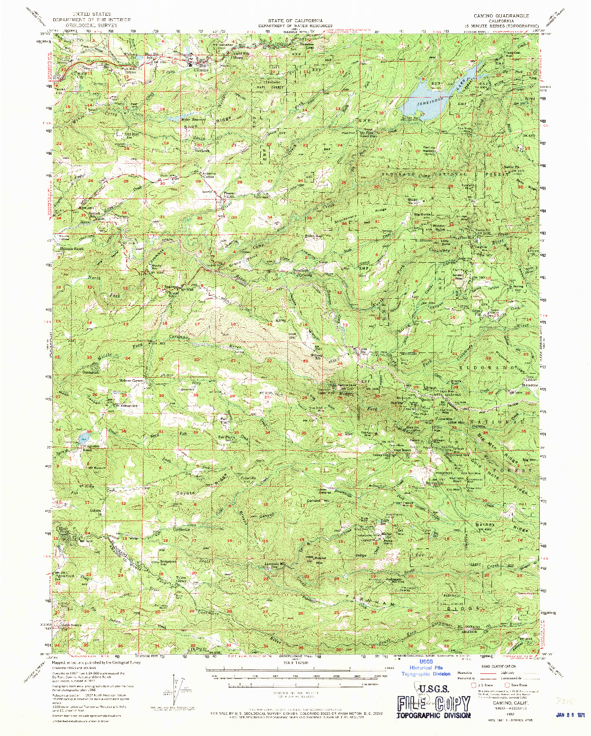 USGS 1:62500-SCALE QUADRANGLE FOR CAMINO, CA 1952