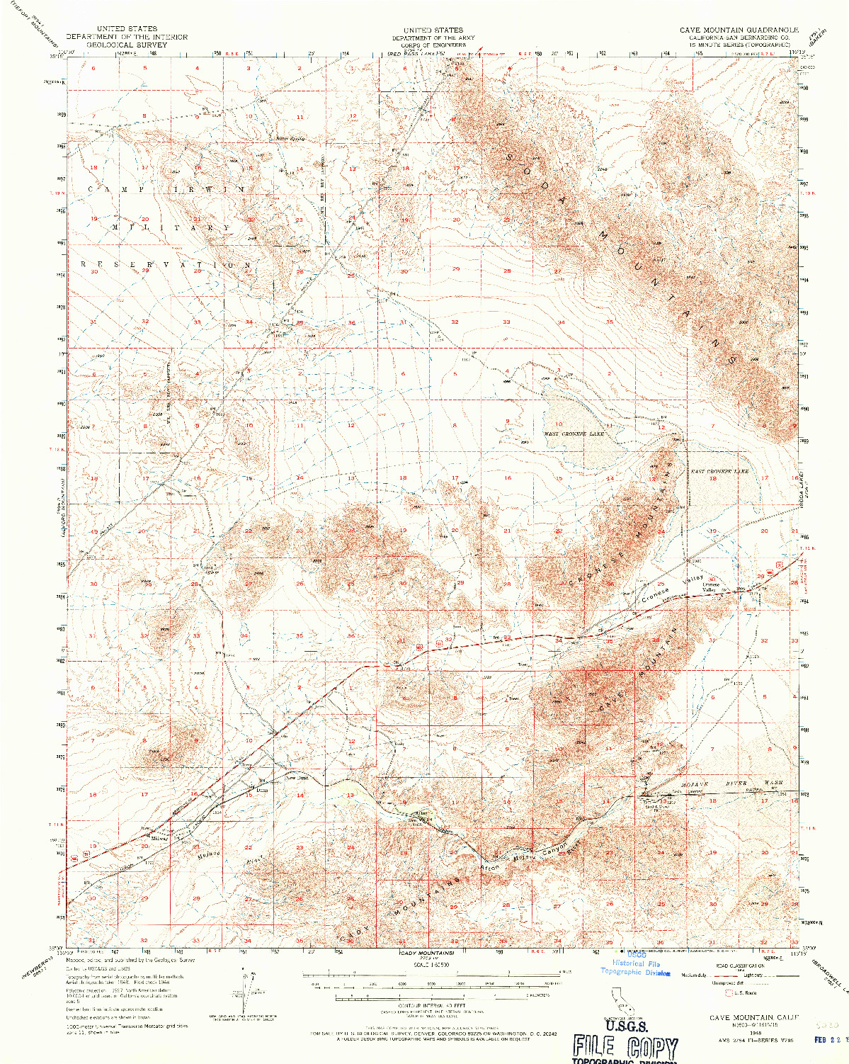 USGS 1:62500-SCALE QUADRANGLE FOR CAVE MOUNTAIN, CA 1948