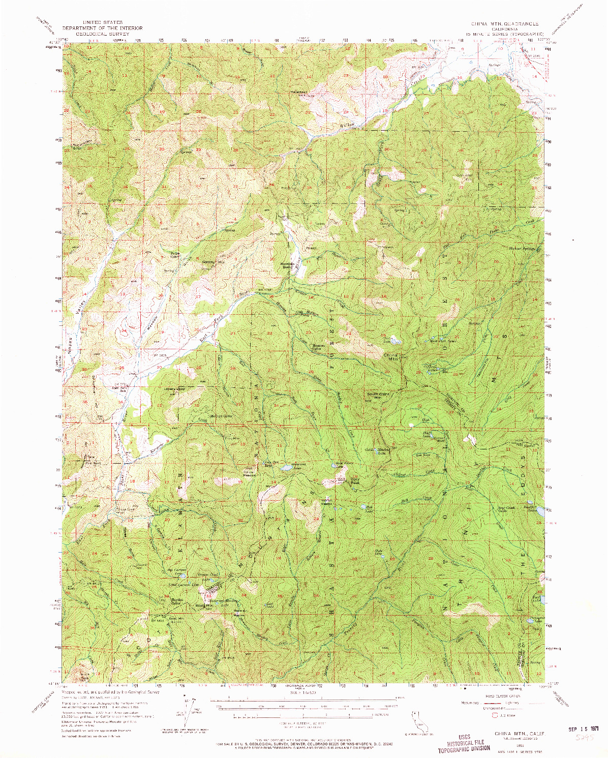 USGS 1:62500-SCALE QUADRANGLE FOR CHINA MOUNTAIN, CA 1955