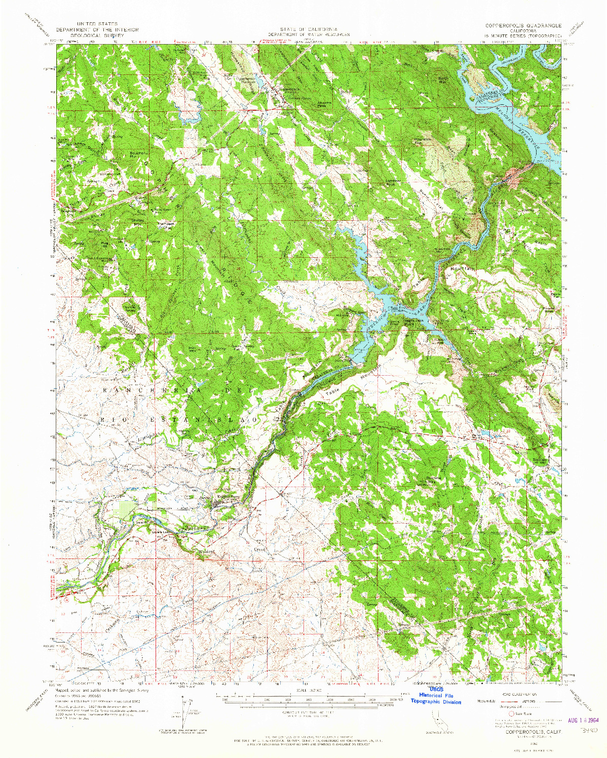 USGS 1:62500-SCALE QUADRANGLE FOR COPPEROPOLIS, CA 1962