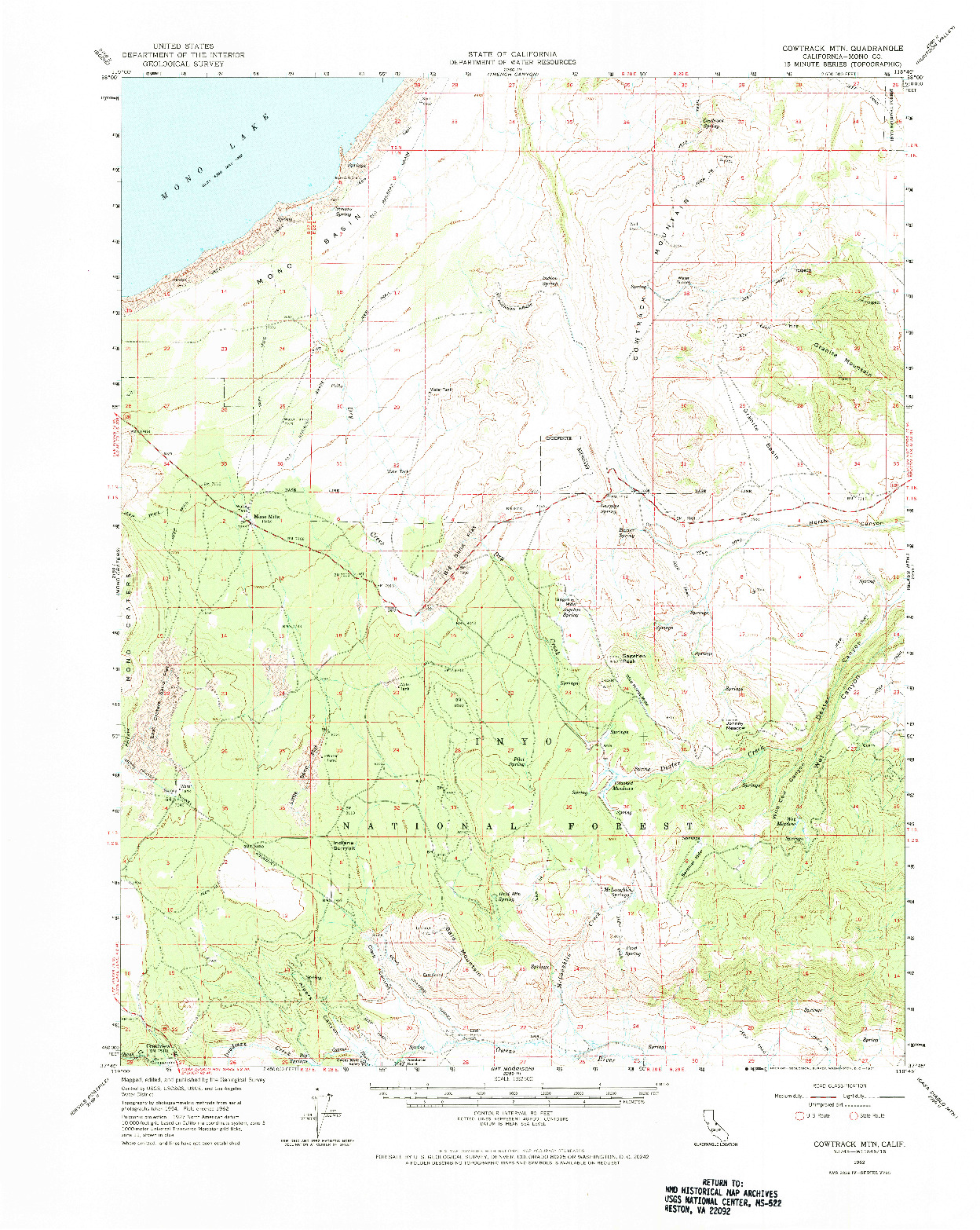 USGS 1:62500-SCALE QUADRANGLE FOR COWTRACK MTN, CA 1962