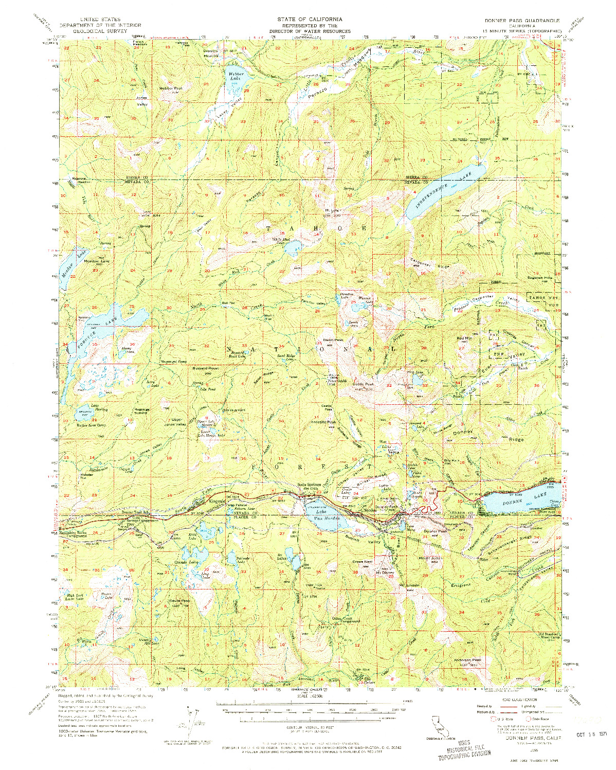 USGS 1:62500-SCALE QUADRANGLE FOR DONNER PASS, CA 1955