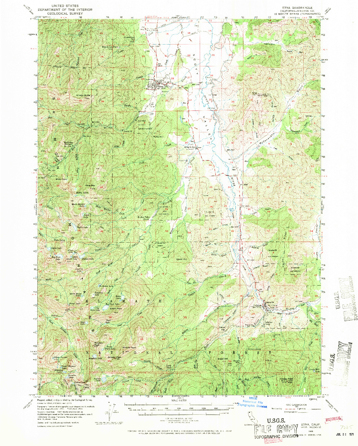 USGS 1:62500-SCALE QUADRANGLE FOR ETNA, CA 1955
