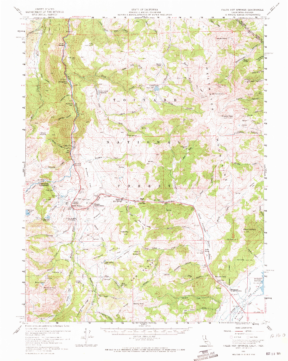 USGS 1:62500-SCALE QUADRANGLE FOR FALES HOT SPRINGS, CA 1956