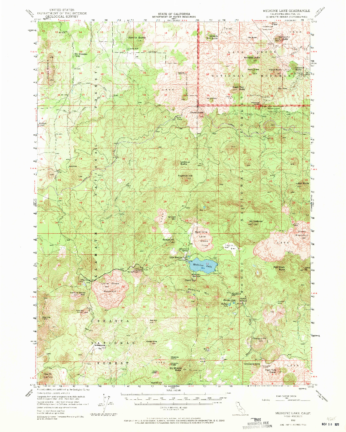 USGS 1:62500-SCALE QUADRANGLE FOR MEDICINE LAKE, CA 1952