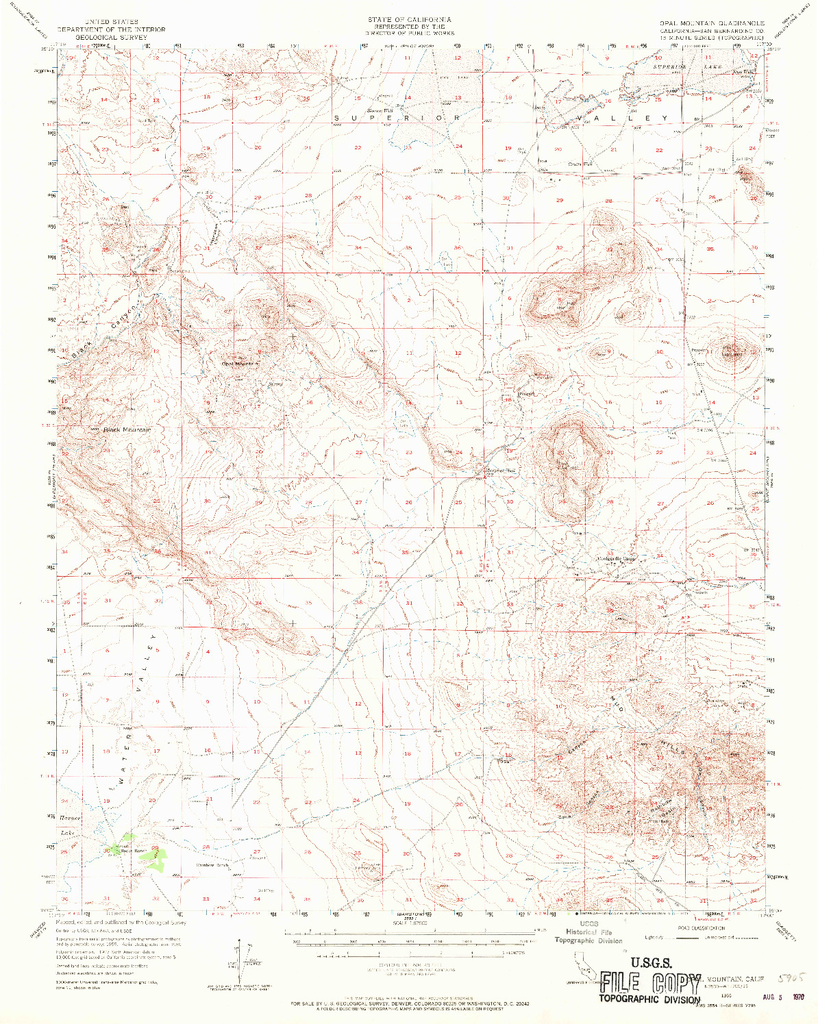 USGS 1:62500-SCALE QUADRANGLE FOR OPAL MOUNTAIN, CA 1955