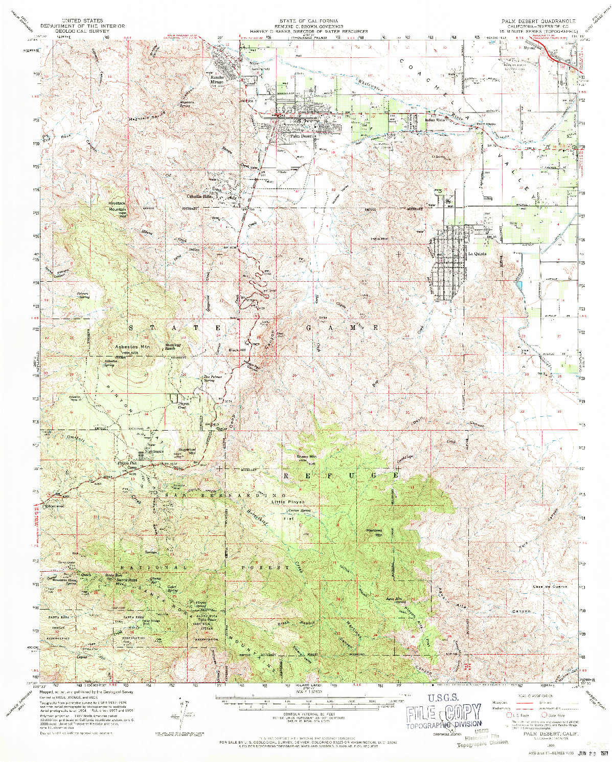 USGS 1:62500-SCALE QUADRANGLE FOR PALM DESERT, CA 1959