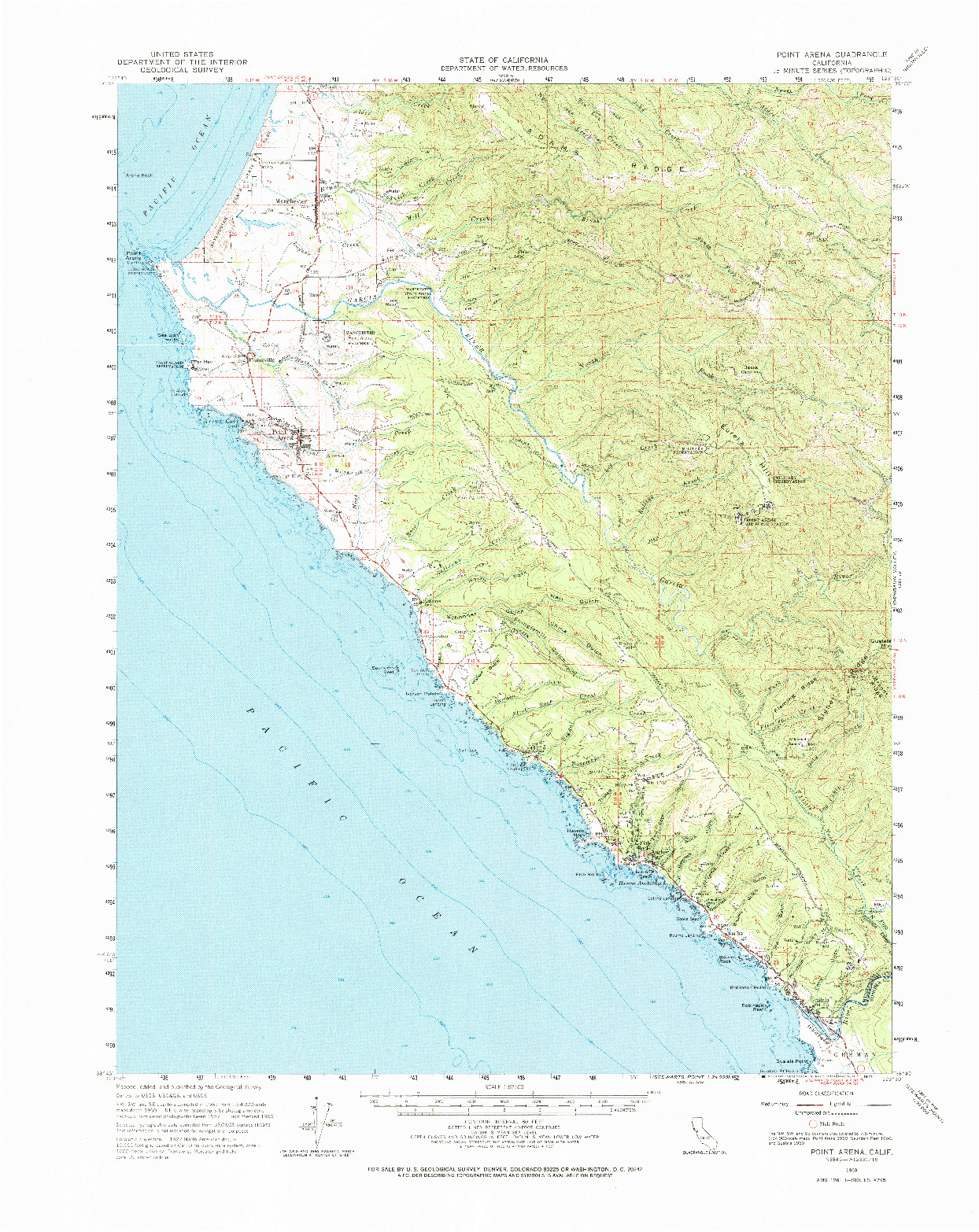 USGS 1:62500-SCALE QUADRANGLE FOR POINT ARENA, CA 1960