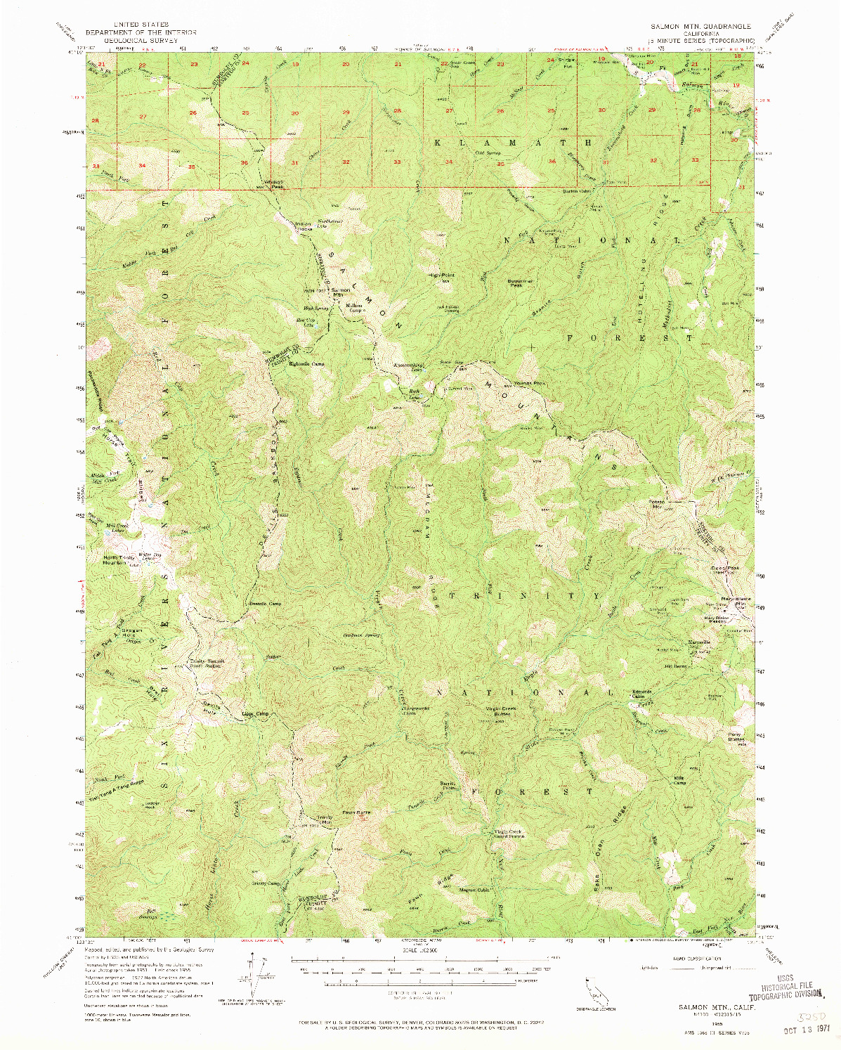 USGS 1:62500-SCALE QUADRANGLE FOR SALMON MTN, CA 1955
