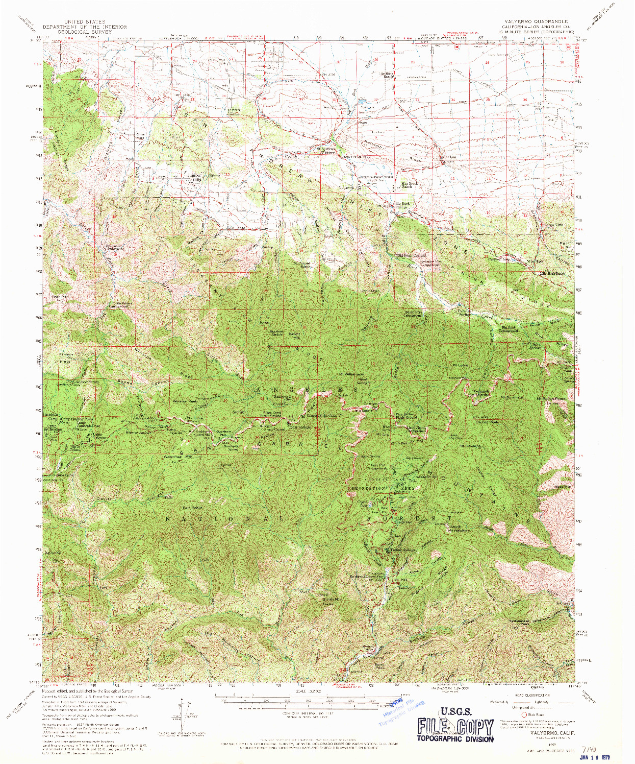 USGS 1:62500-SCALE QUADRANGLE FOR VALYERMO, CA 1959