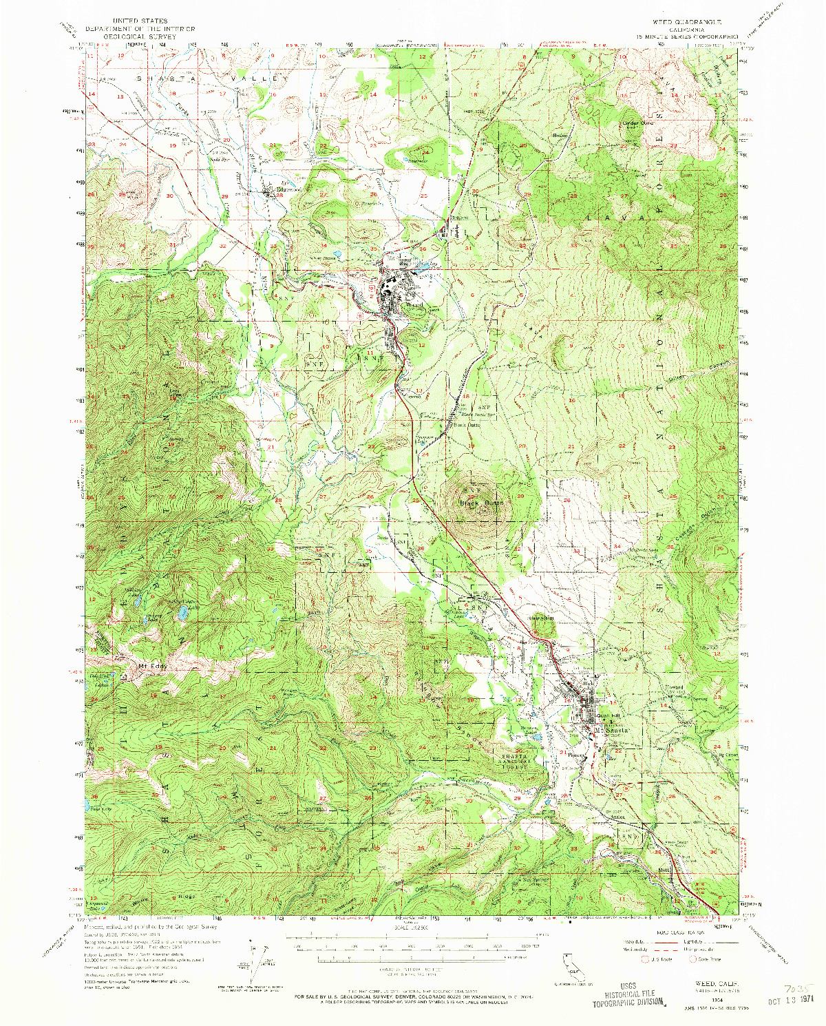USGS 1:62500-SCALE QUADRANGLE FOR WEED, CA 1954
