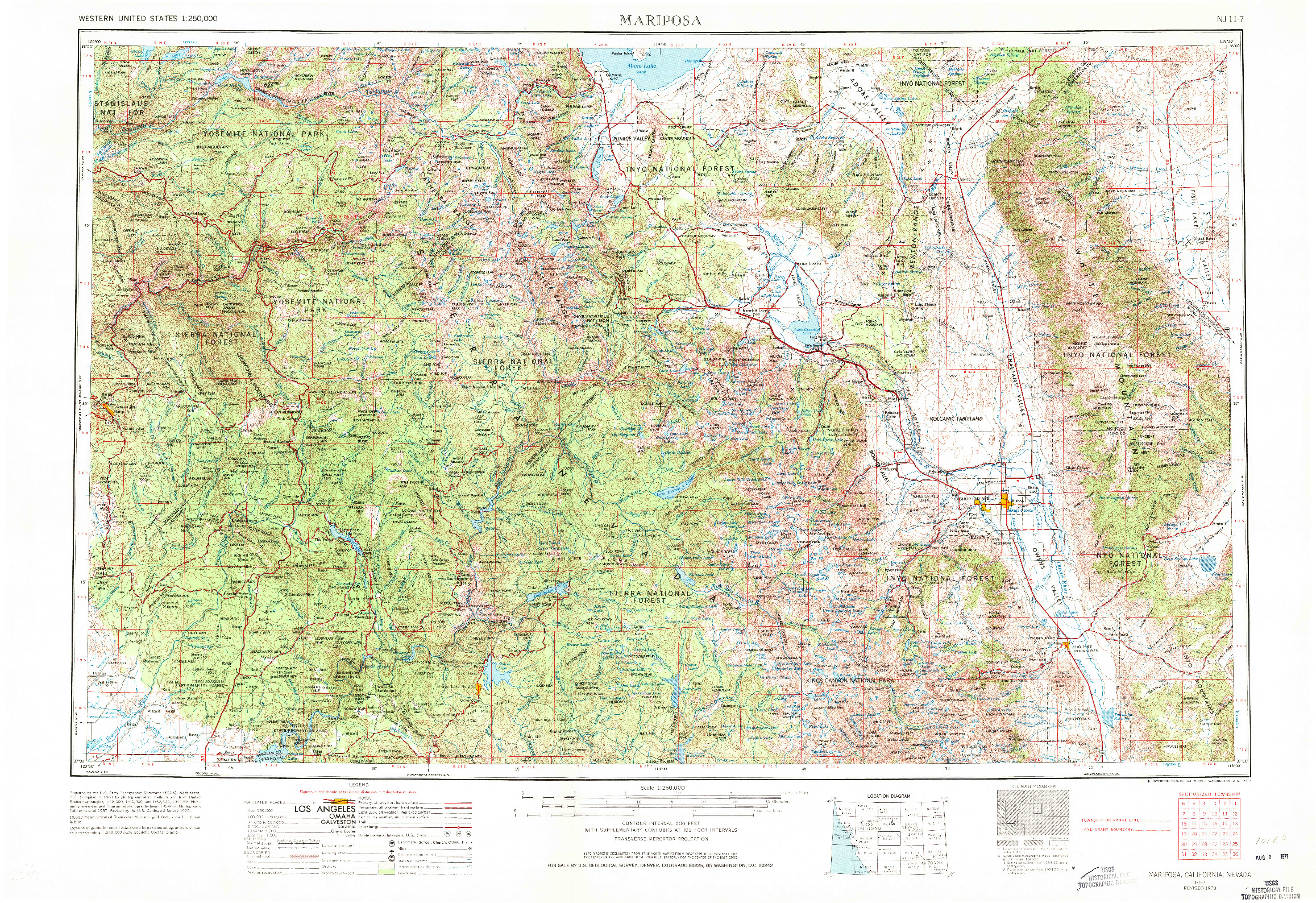 USGS 1:250000-SCALE QUADRANGLE FOR MARIPOSA, CA 1957