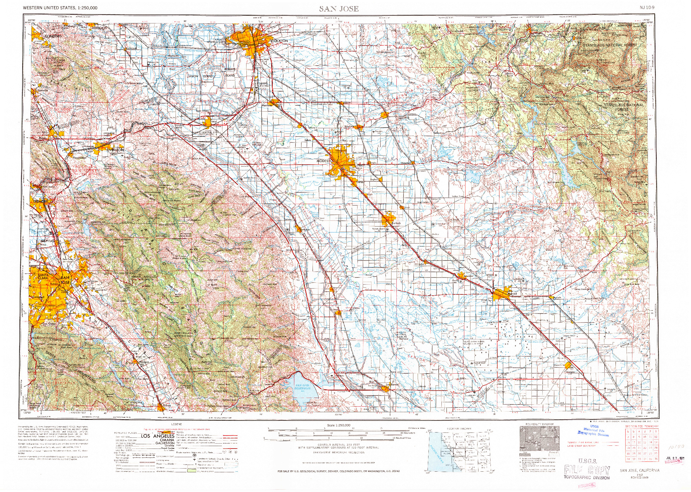 USGS 1:250000-SCALE QUADRANGLE FOR SAN JOSE, CA 1962