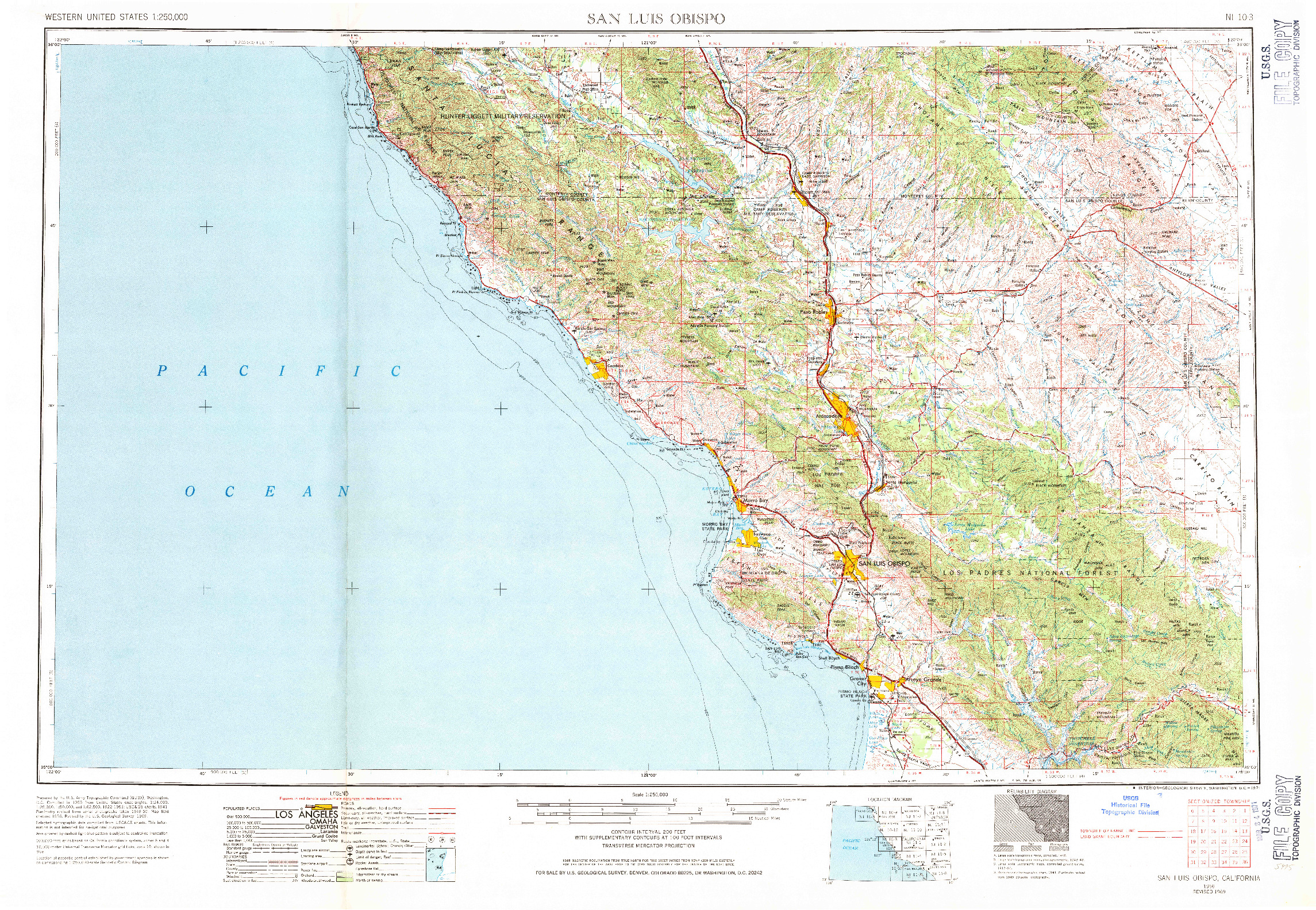 USGS 1:250000-SCALE QUADRANGLE FOR SAN LUIS OBISPO, CA 1956