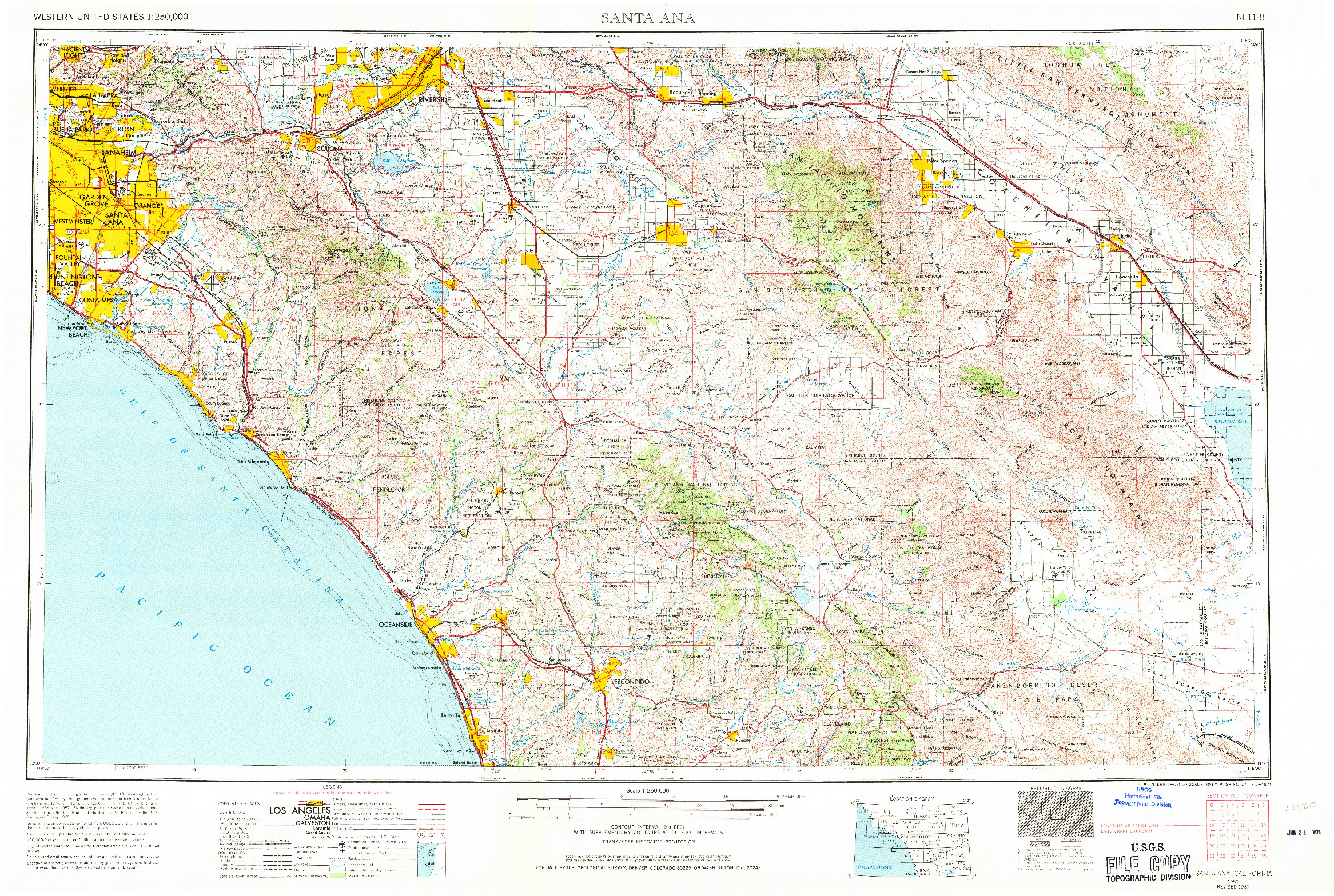 USGS 1:250000-SCALE QUADRANGLE FOR SANTA ANA, CA 1959