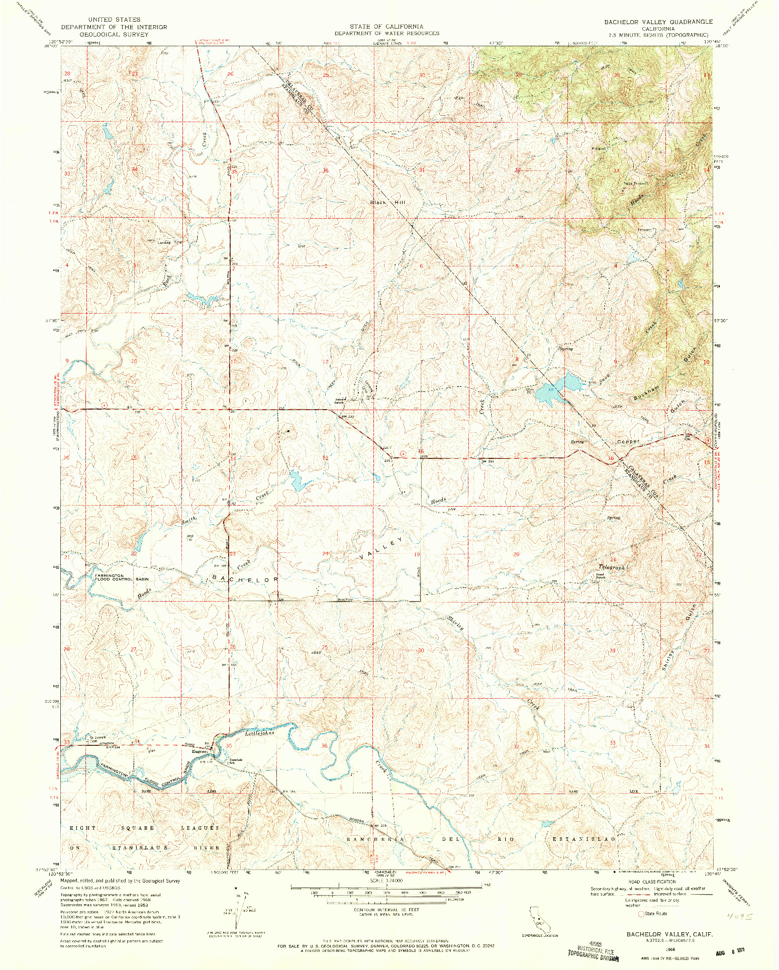 USGS 1:24000-SCALE QUADRANGLE FOR BACHELOR VALLEY, CA 1968