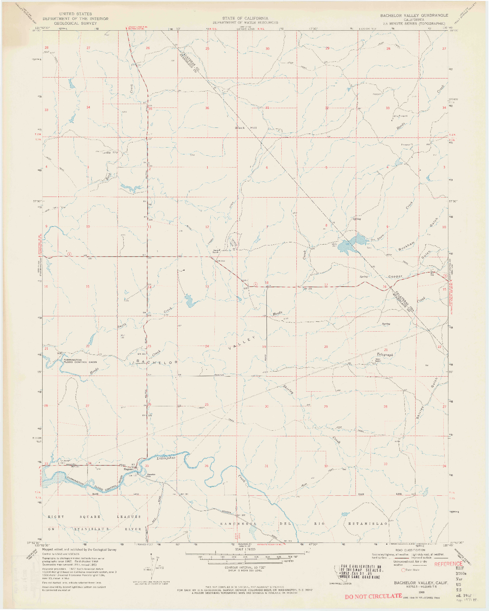 USGS 1:24000-SCALE QUADRANGLE FOR BACHELOR VALLEY, CA 1968