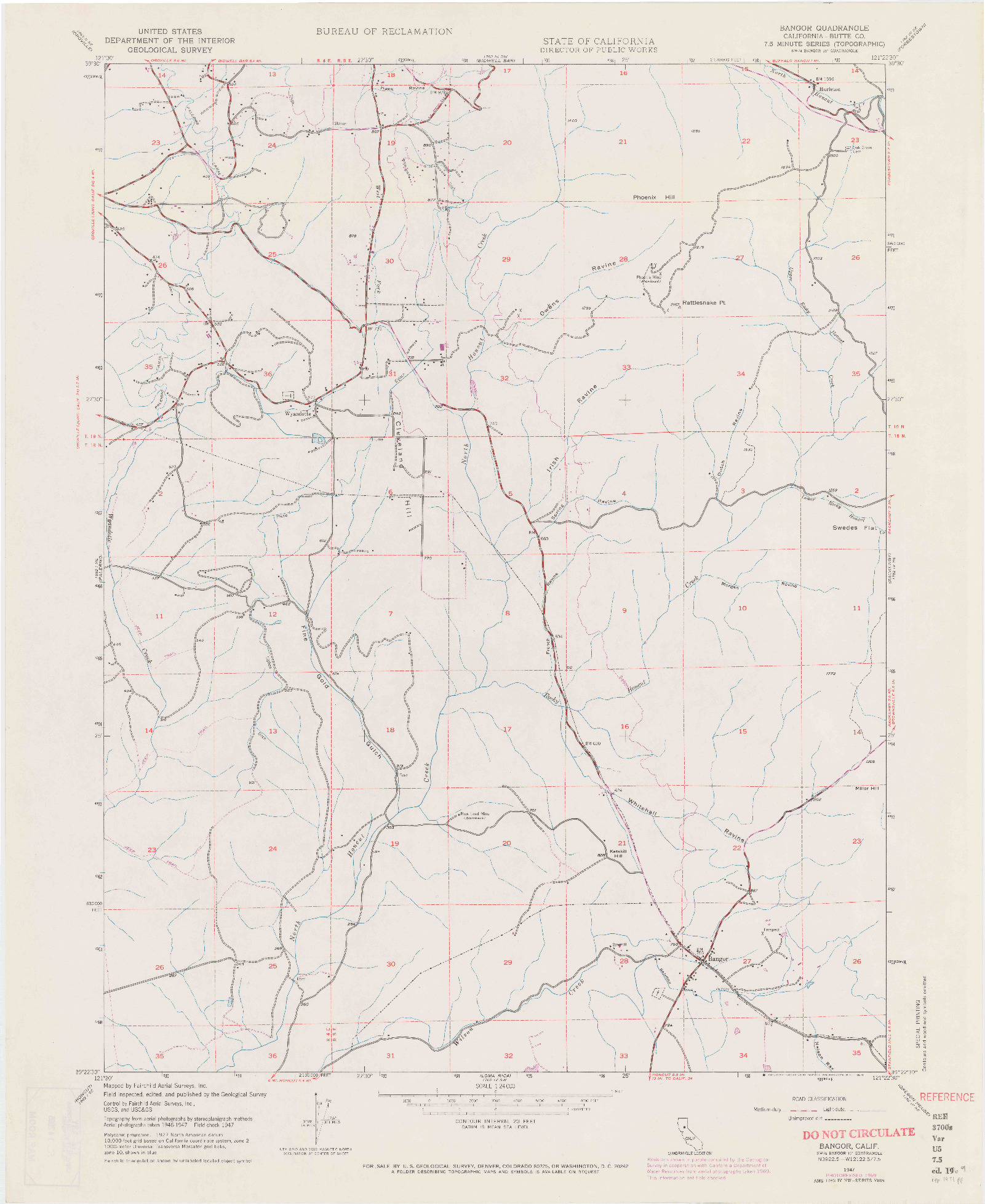 USGS 1:24000-SCALE QUADRANGLE FOR BANGOR, CA 1947