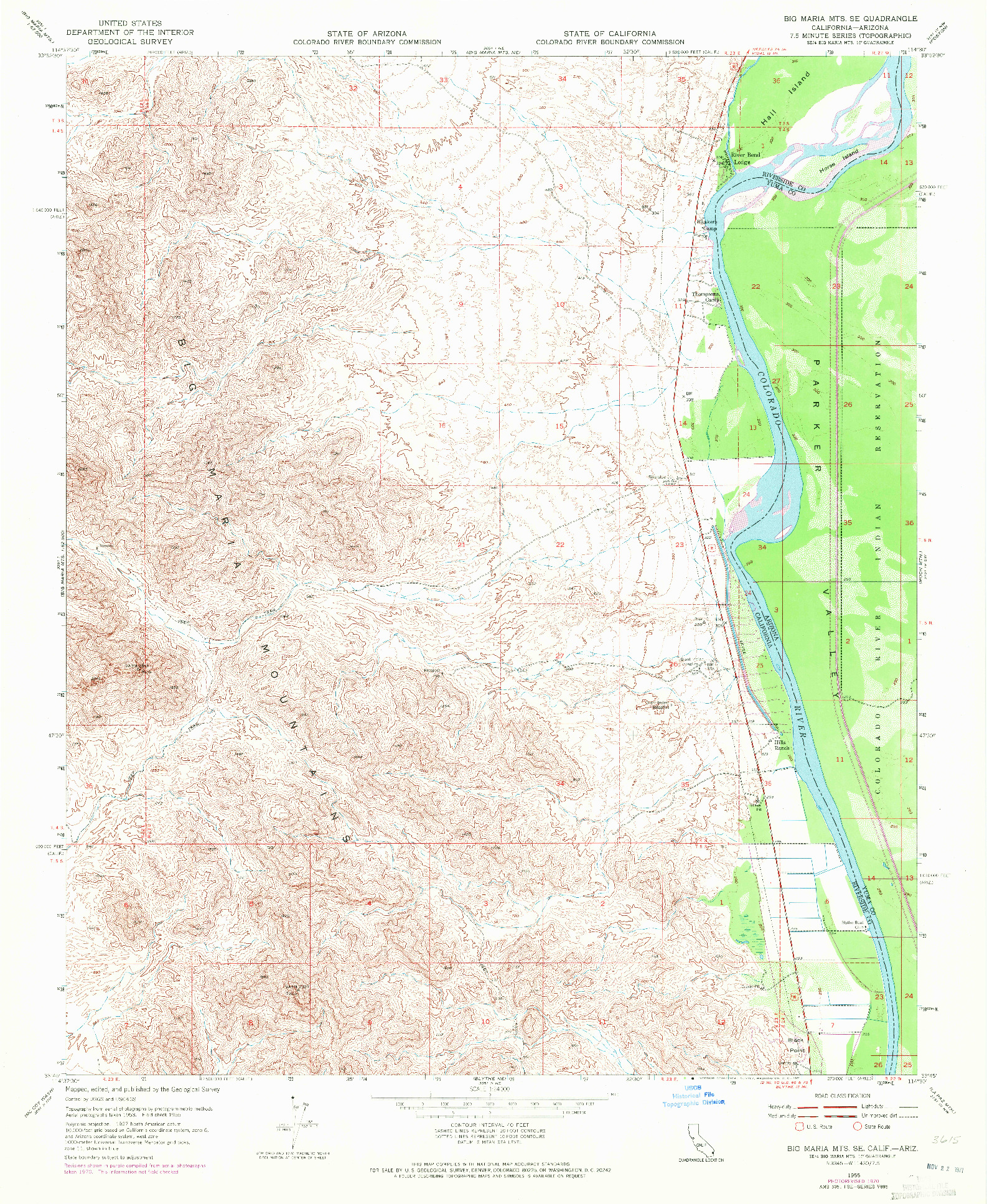 USGS 1:24000-SCALE QUADRANGLE FOR BIG MARIA MTS SE, CA 1955