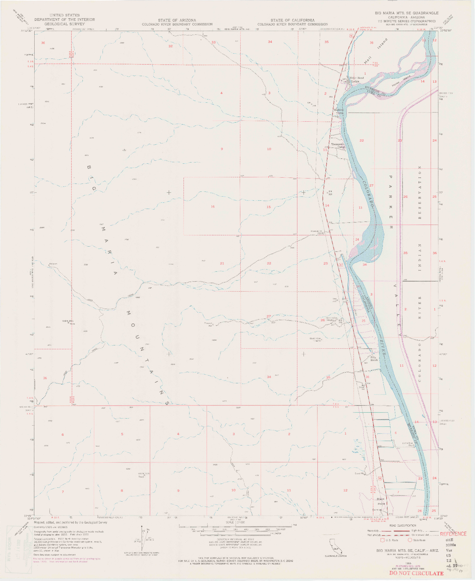 USGS 1:24000-SCALE QUADRANGLE FOR BIG MARIA MTS SE, CA 1955