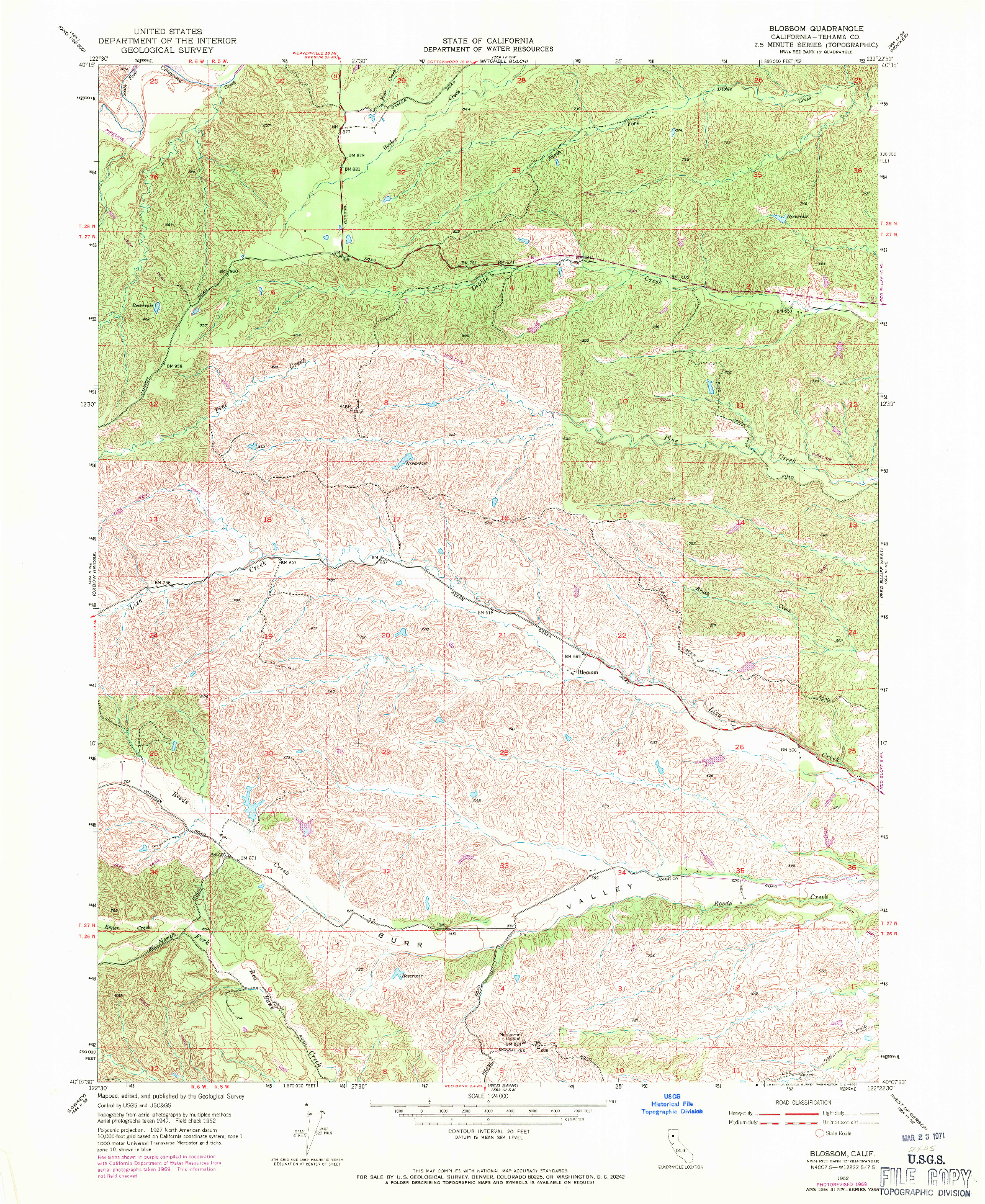 USGS 1:24000-SCALE QUADRANGLE FOR BLOSSOM, CA 1952
