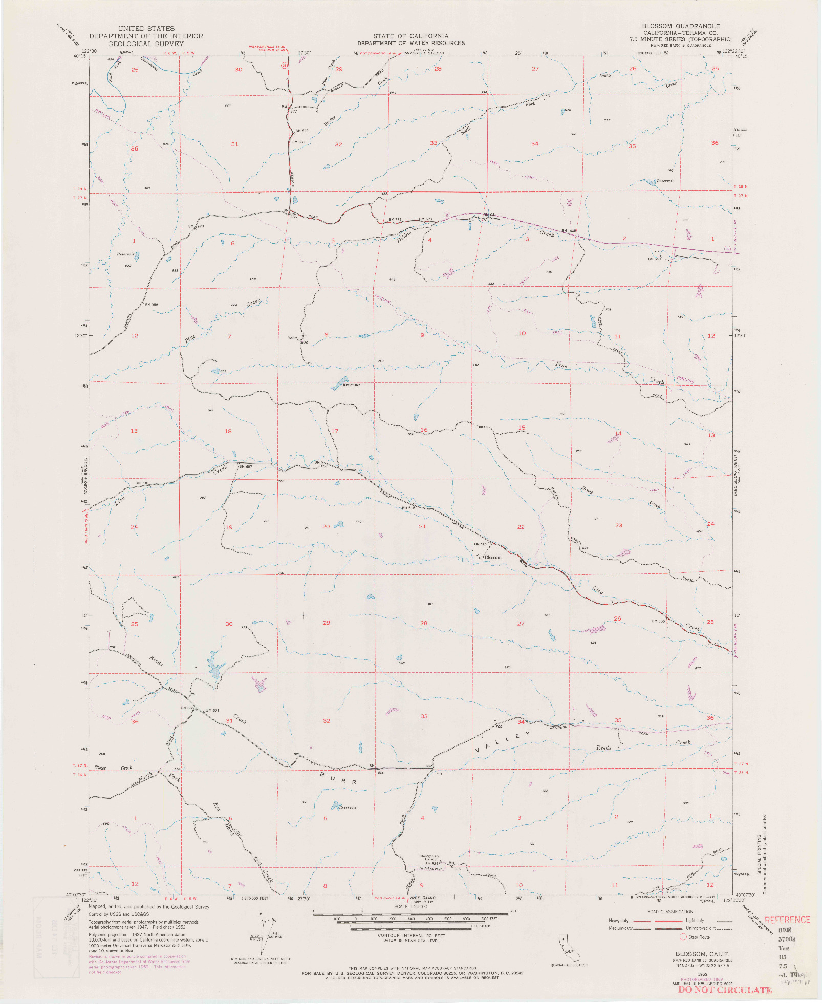 USGS 1:24000-SCALE QUADRANGLE FOR BLOSSOM, CA 1952