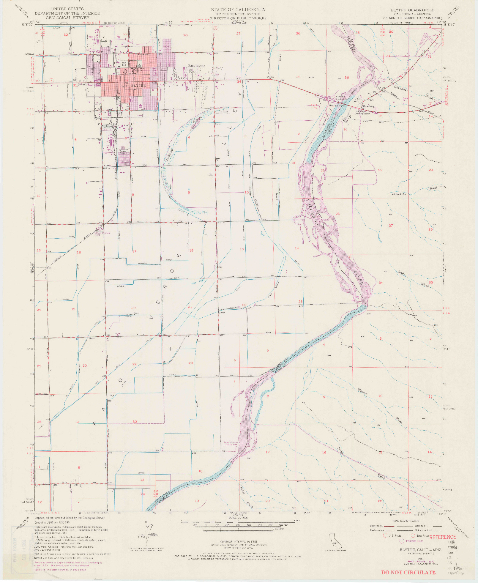 USGS 1:24000-SCALE QUADRANGLE FOR BLYTHE, CA 1951