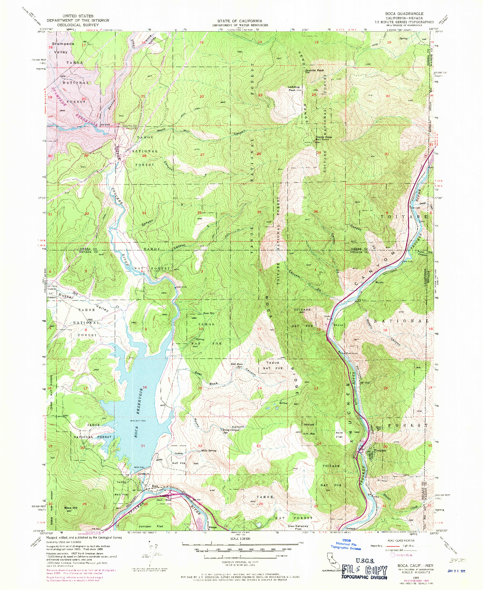 USGS 1:24000-SCALE QUADRANGLE FOR BOCA, CA 1955