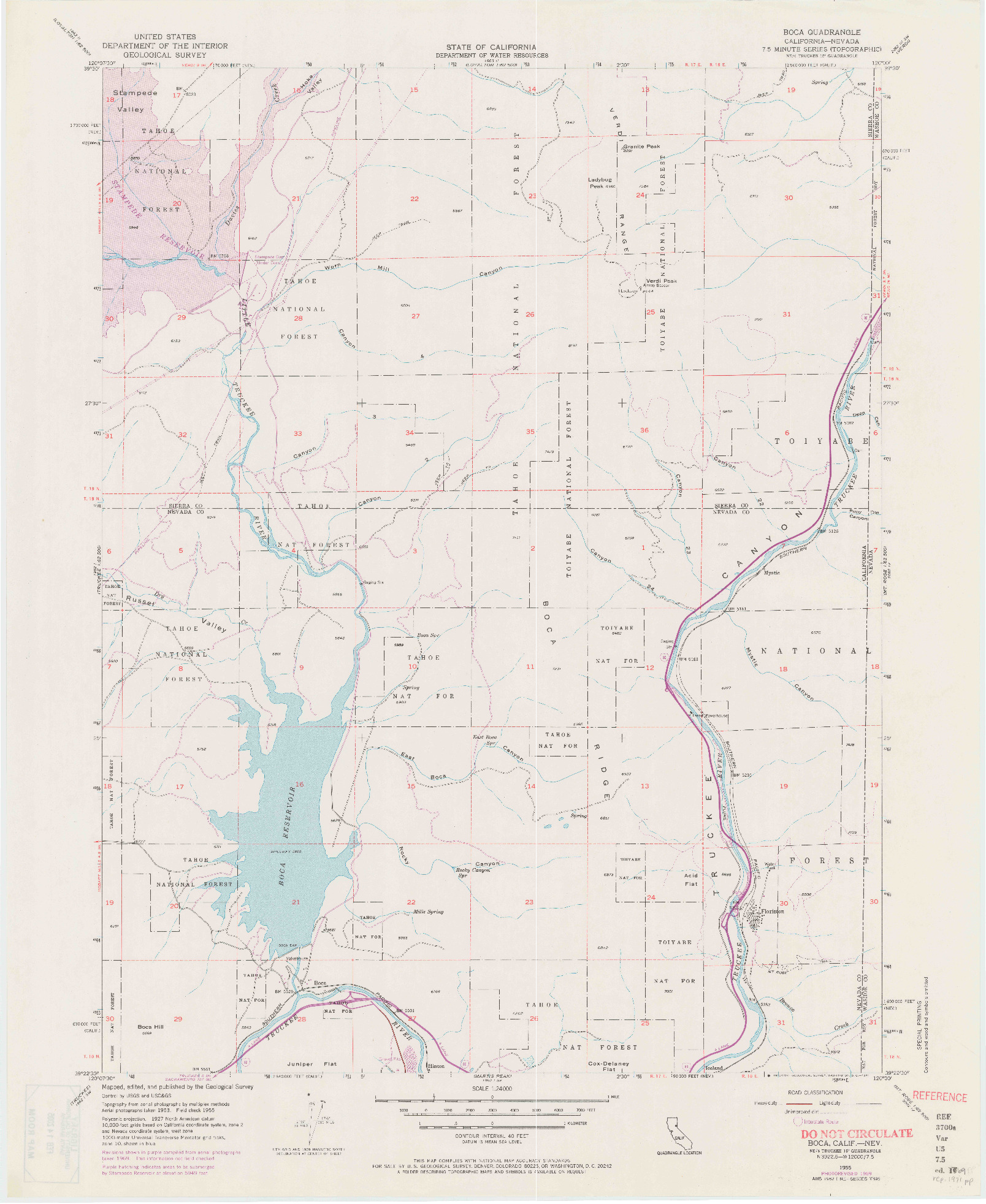 USGS 1:24000-SCALE QUADRANGLE FOR BOCA, CA 1955