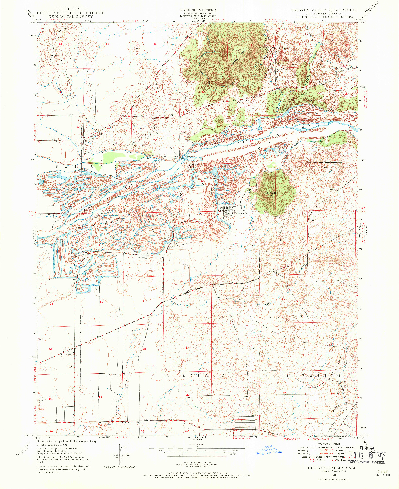 USGS 1:24000-SCALE QUADRANGLE FOR BROWNS VALLEY, CA 1947