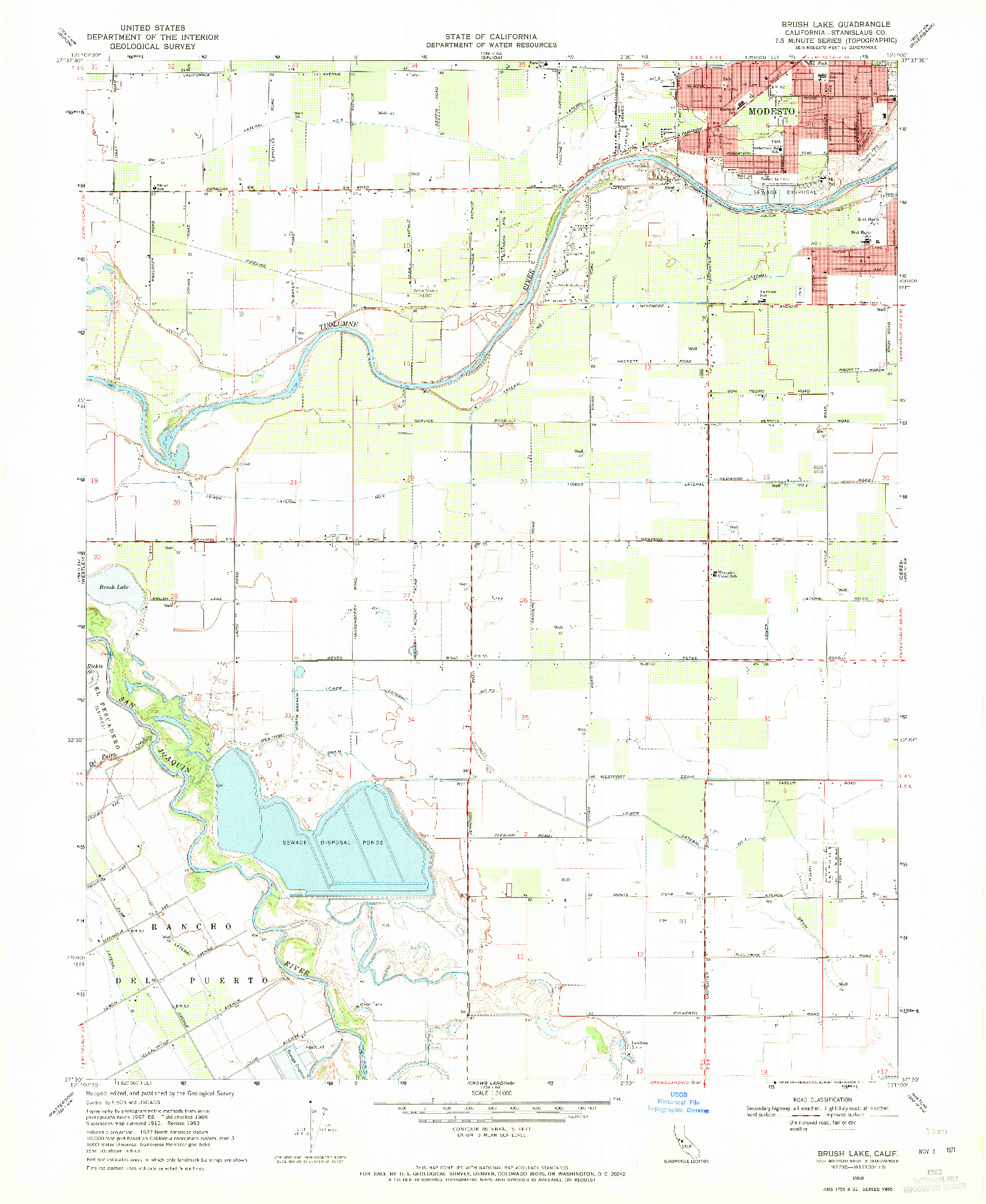 USGS 1:24000-SCALE QUADRANGLE FOR BRUSH LAKE, CA 1969