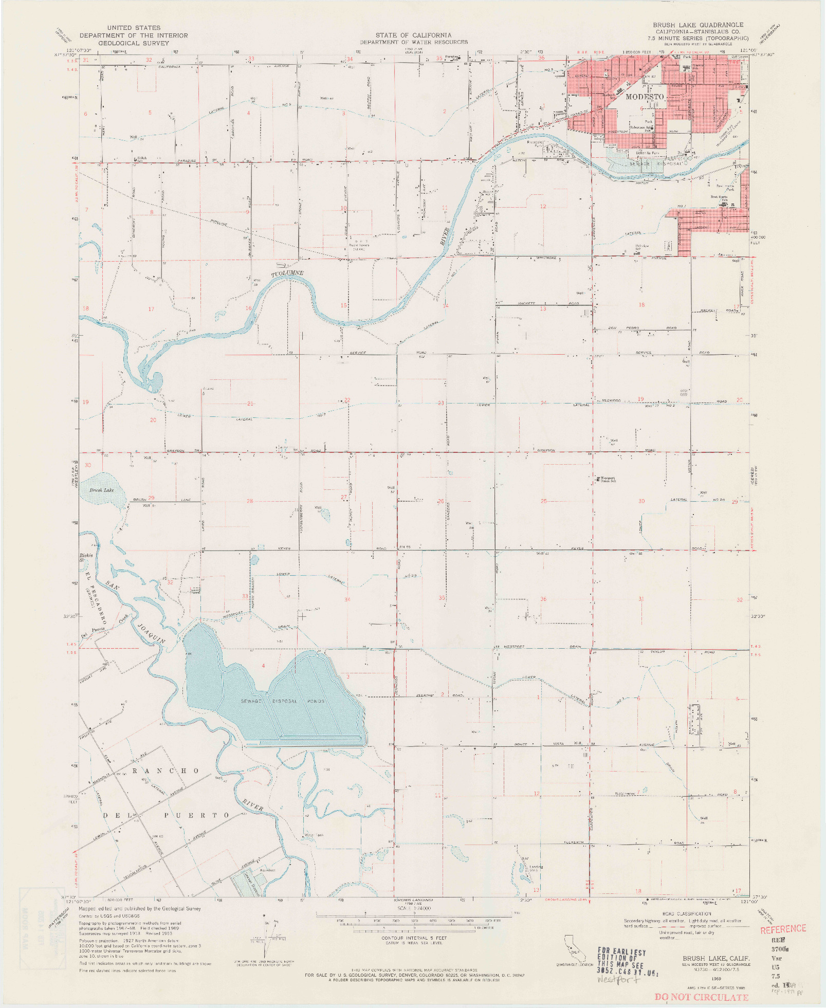 USGS 1:24000-SCALE QUADRANGLE FOR BRUSH LAKE, CA 1969