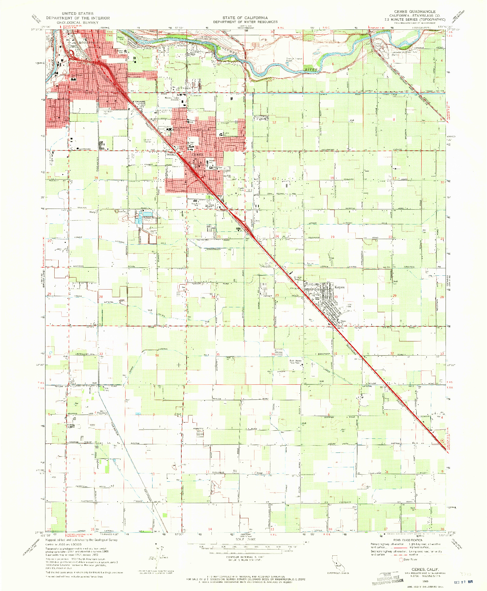 USGS 1:24000-SCALE QUADRANGLE FOR CERES, CA 1969