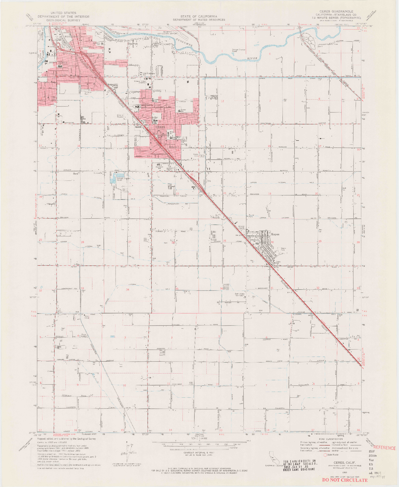 USGS 1:24000-SCALE QUADRANGLE FOR CERES, CA 1969