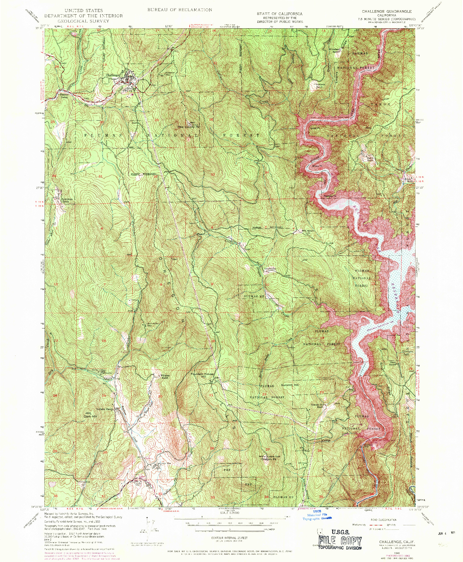 USGS 1:24000-SCALE QUADRANGLE FOR CHALLENGE, CA 1948