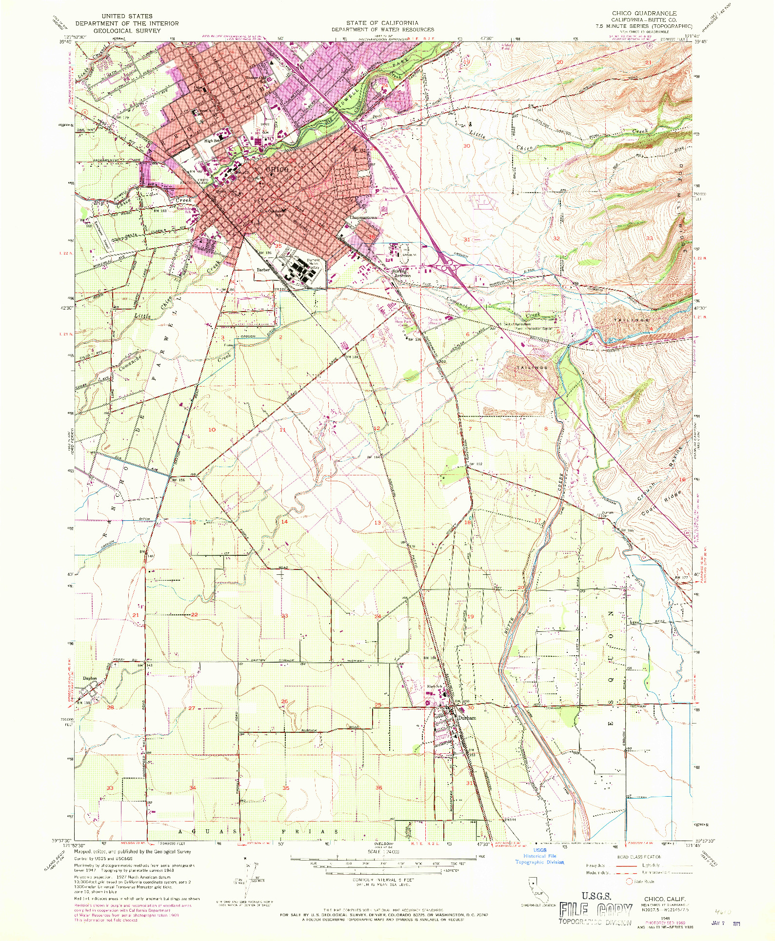 USGS 1:24000-SCALE QUADRANGLE FOR CHICO, CA 1948