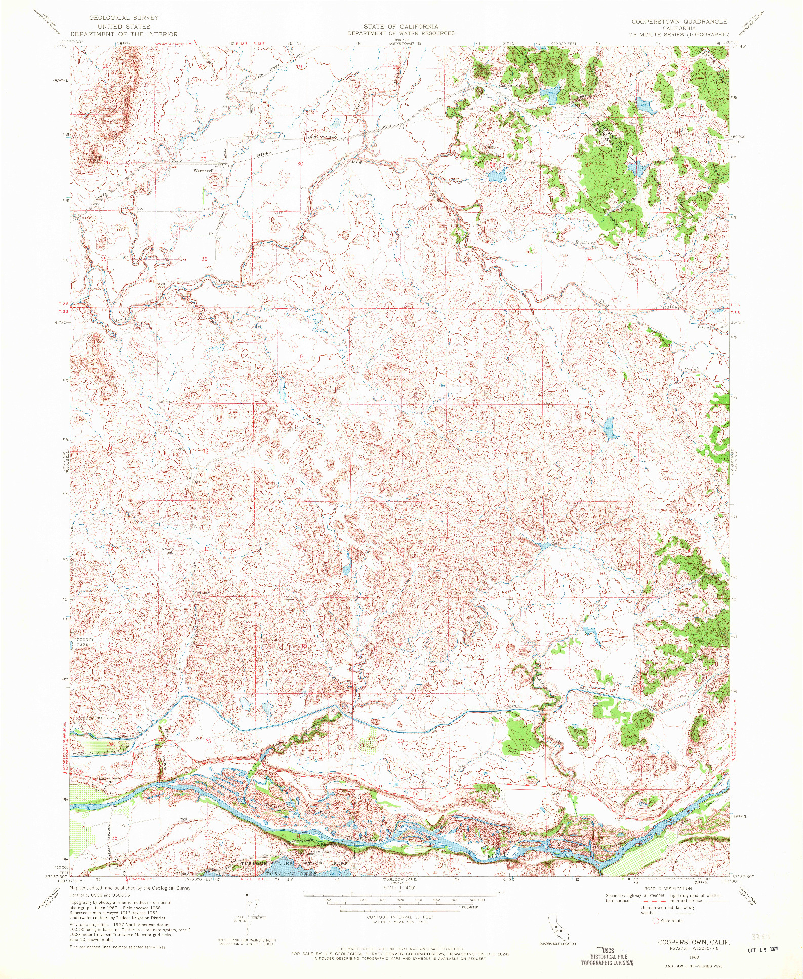 USGS 1:24000-SCALE QUADRANGLE FOR COOPERSTOWN, CA 1968