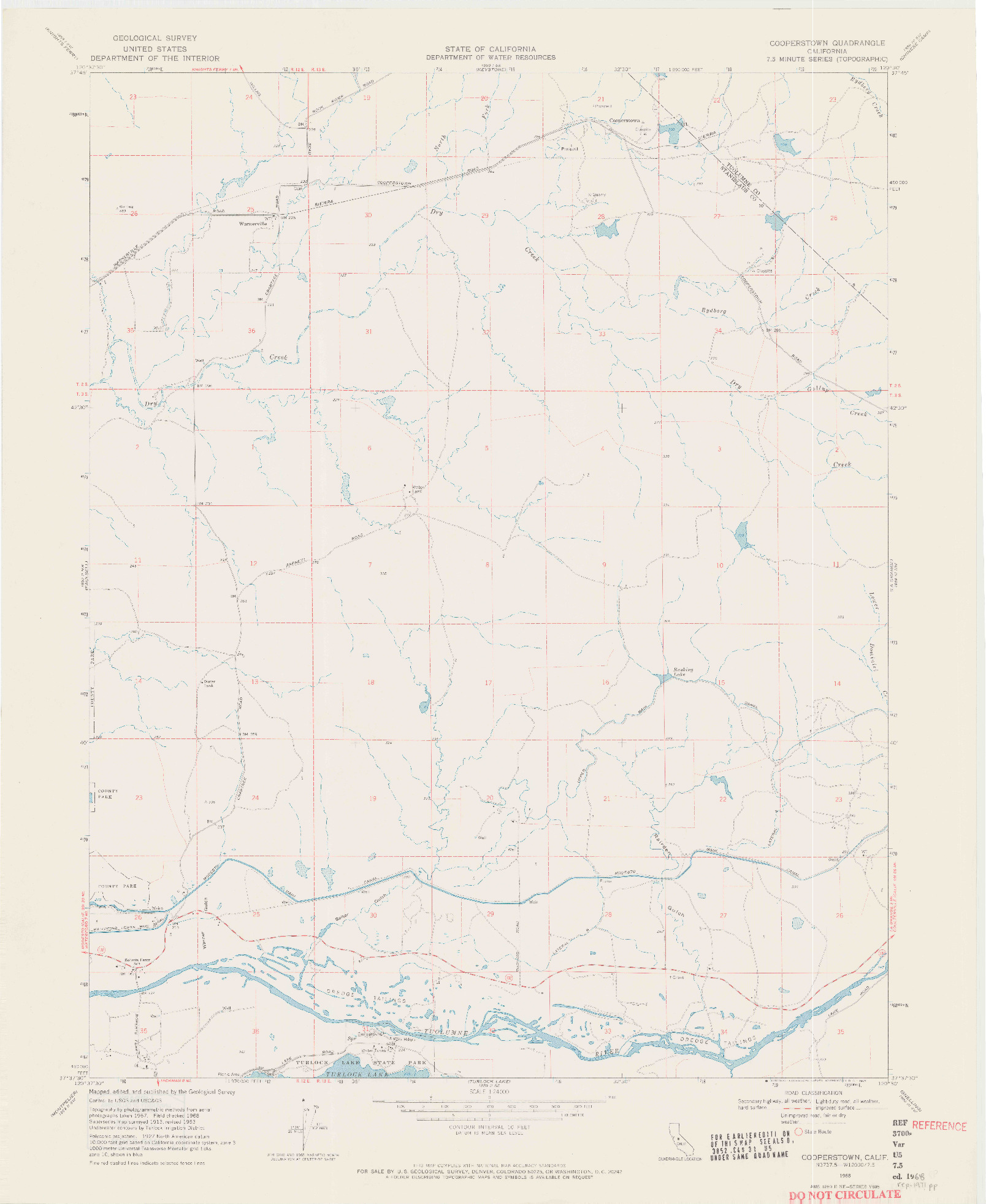 USGS 1:24000-SCALE QUADRANGLE FOR COOPERSTOWN, CA 1968