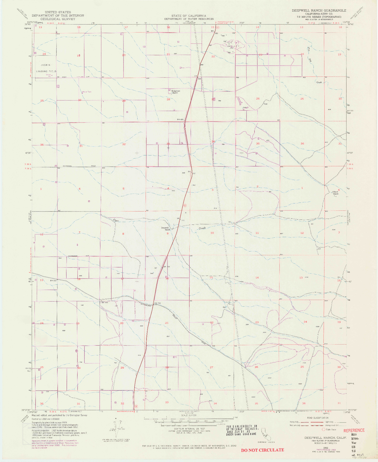 USGS 1:24000-SCALE QUADRANGLE FOR DEEPWELL RANCH, CA 1952